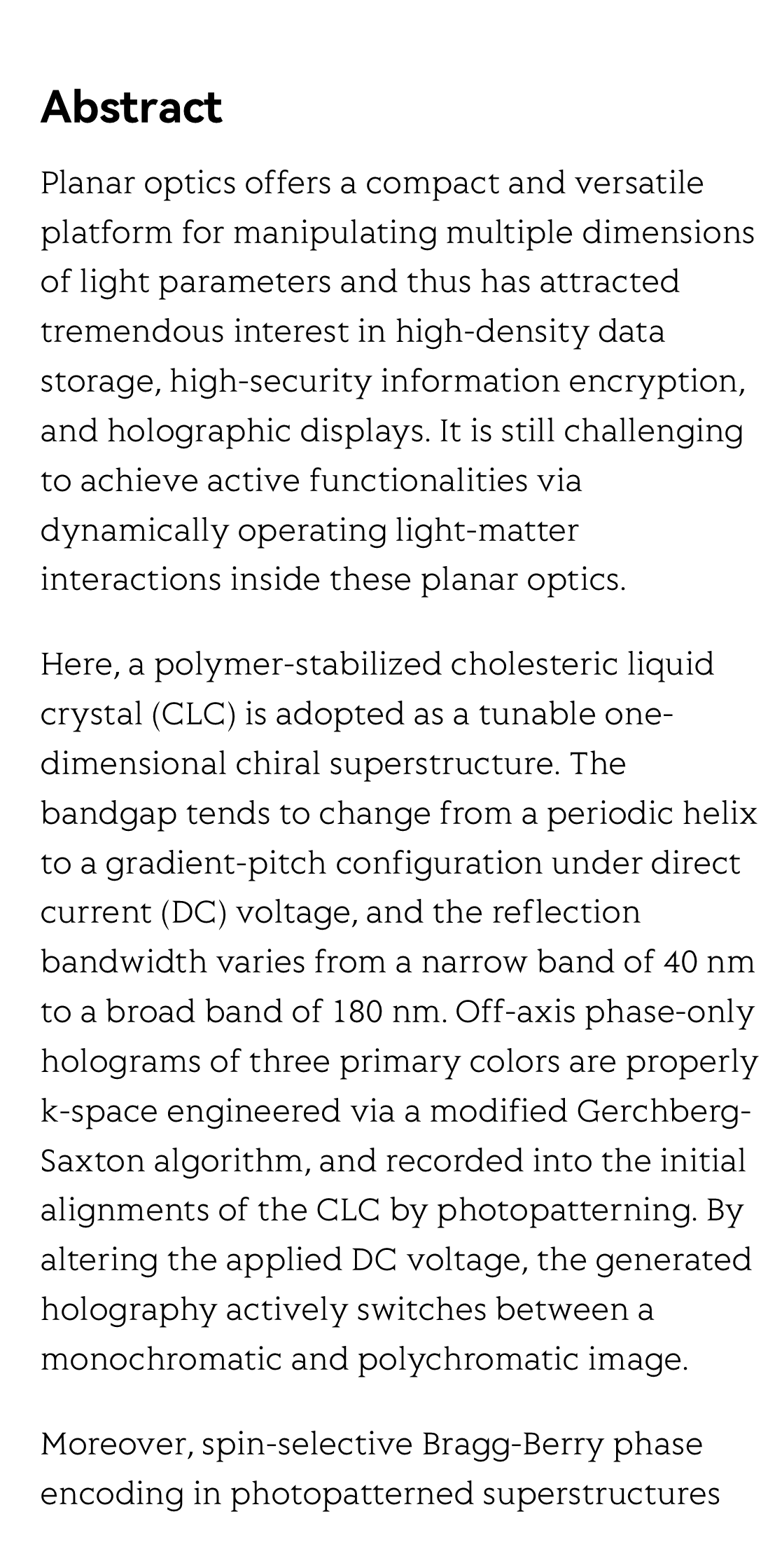 Soft chiral superstructure enabled dynamic polychromatic holography_2