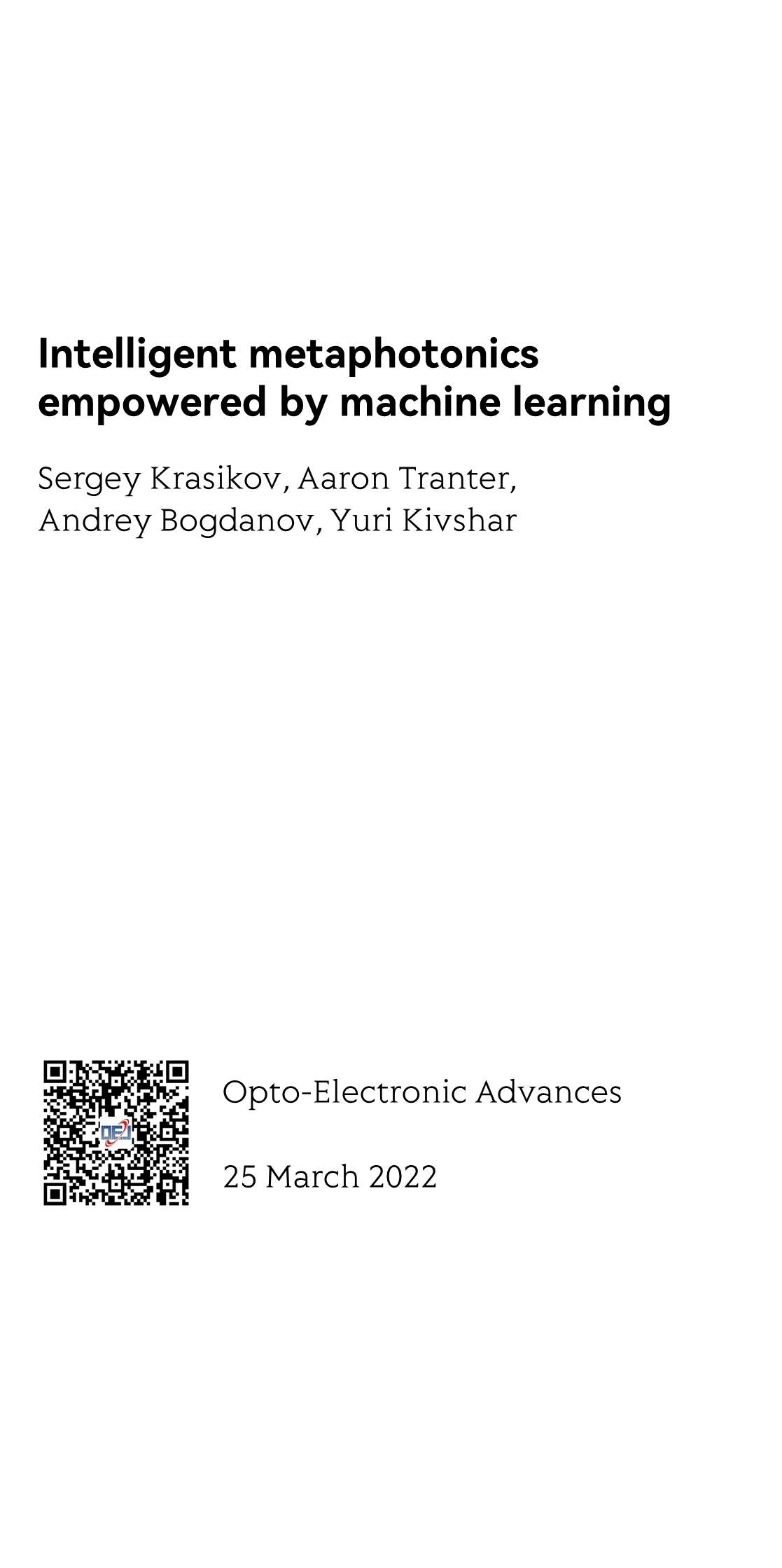 Intelligent metaphotonics empowered by machine learning_1