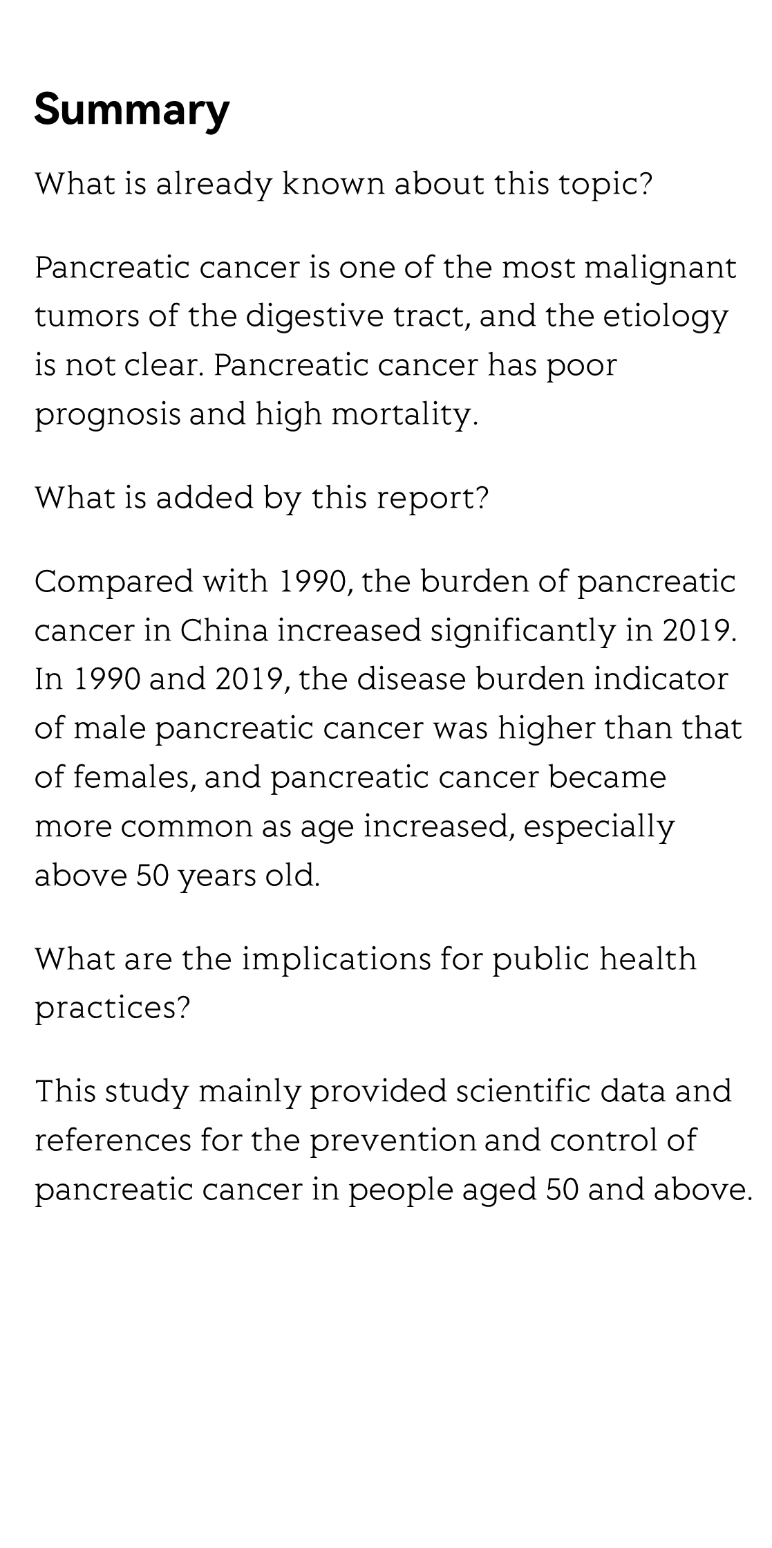 Preplanned Studies: Disease Burden of Pancreatic Cancer — China, 1990−2019_2
