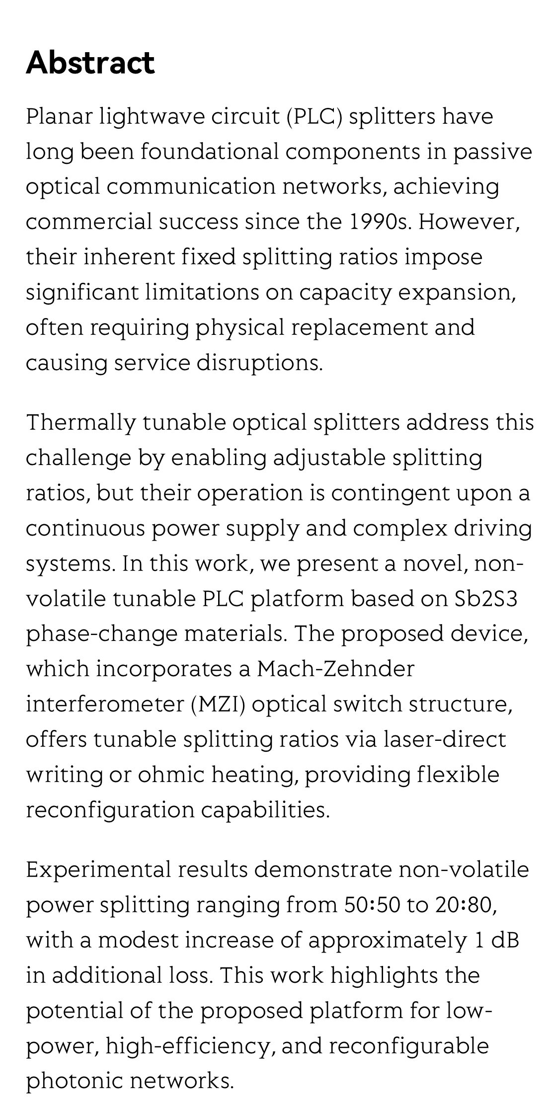 Non-volatile reconfigurable planar lightwave circuit splitter enabled by laser-directed Sb2S3 phase transitions_2