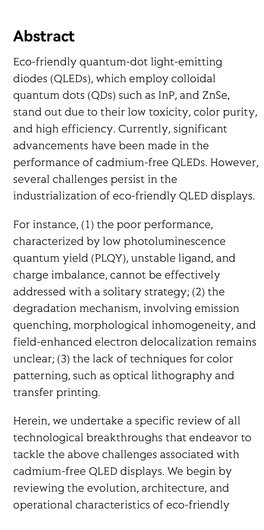 Eco-friendly quantum-dot light-emitting diode display technologies: prospects and challenges_2