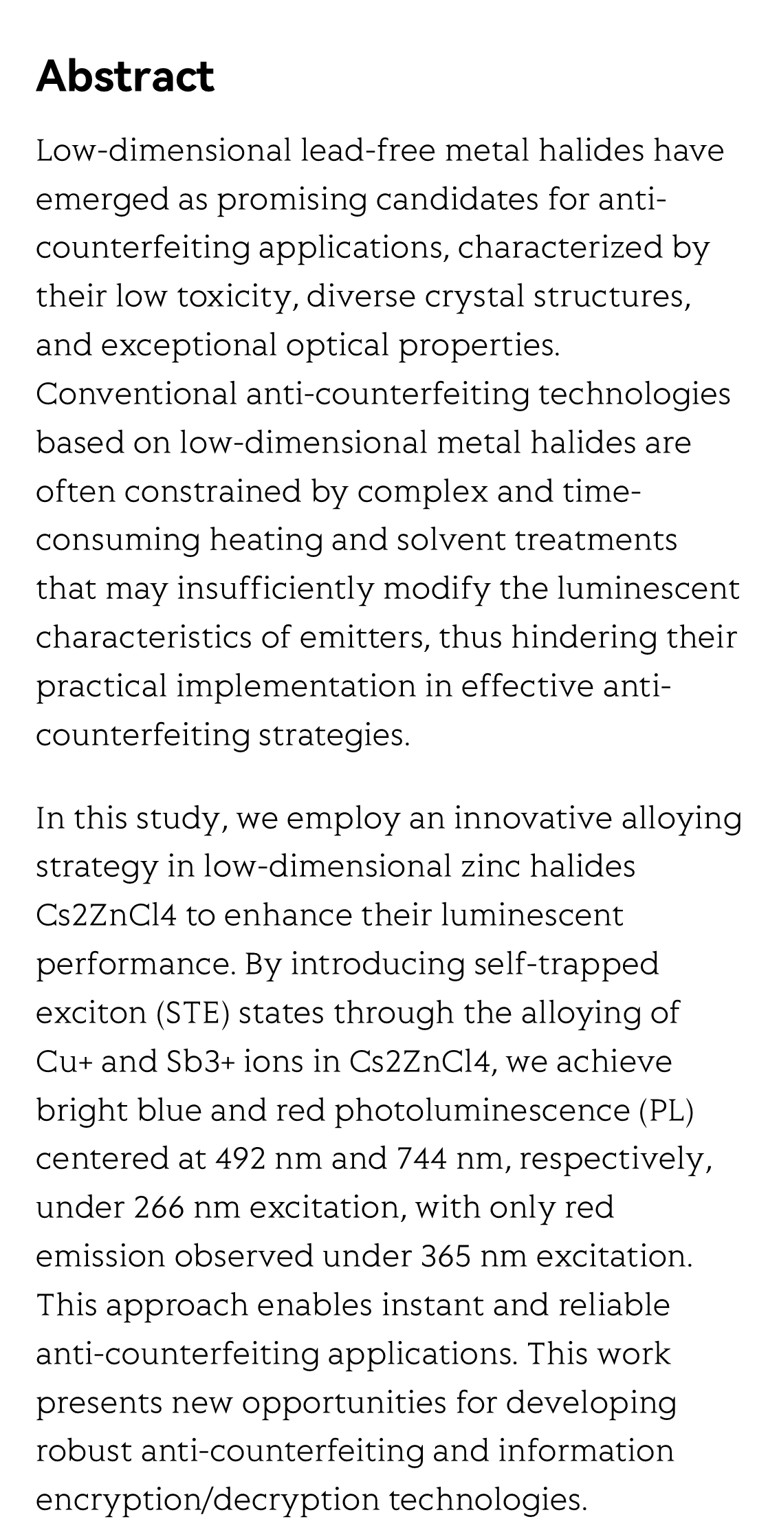 Dual-band-tunable all-inorganic Zn-based metal halides for optical anti-counterfeiting_2