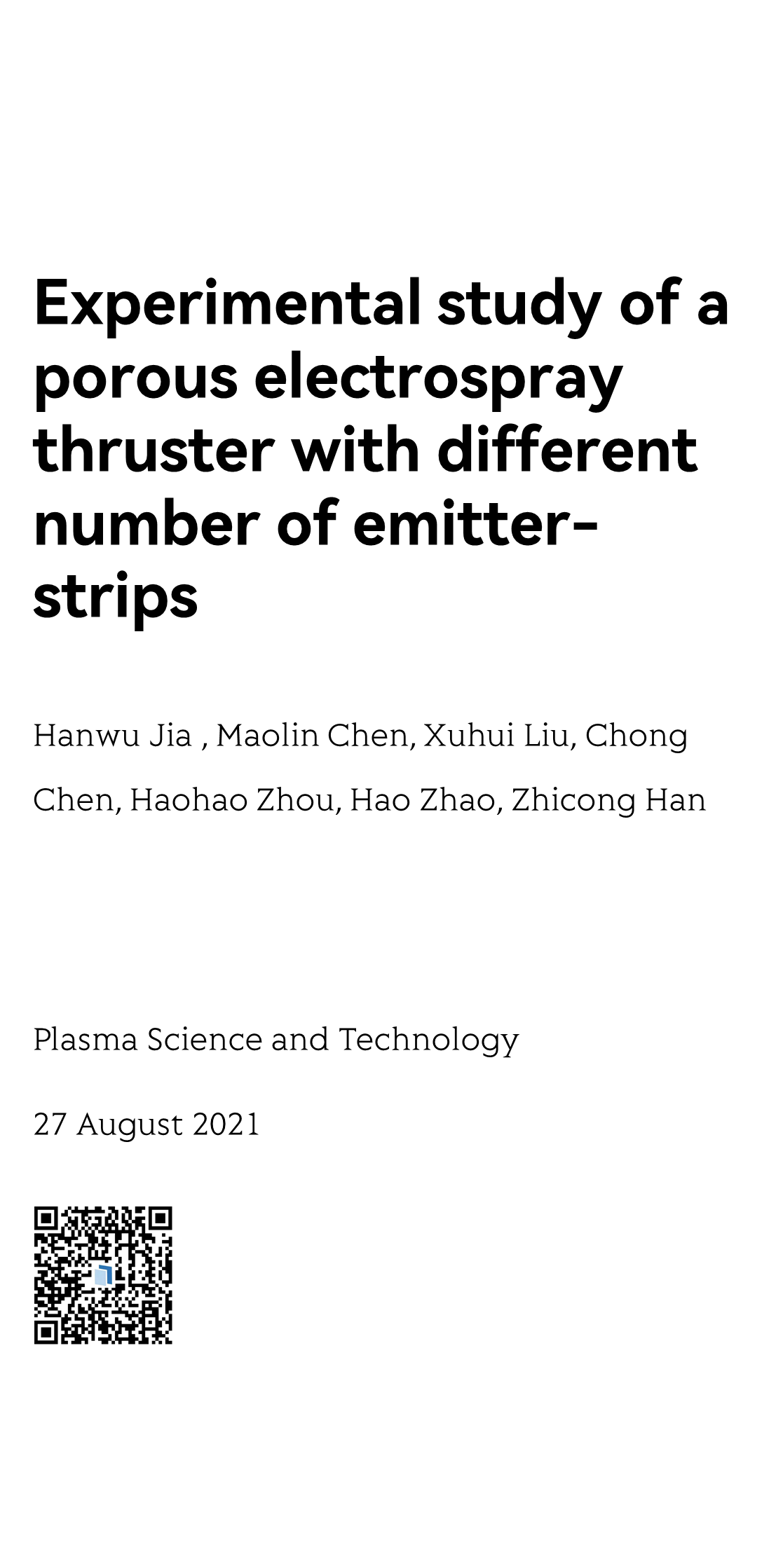 Experimental study of a porous electrospray thruster with different number of emitter-strips_1
