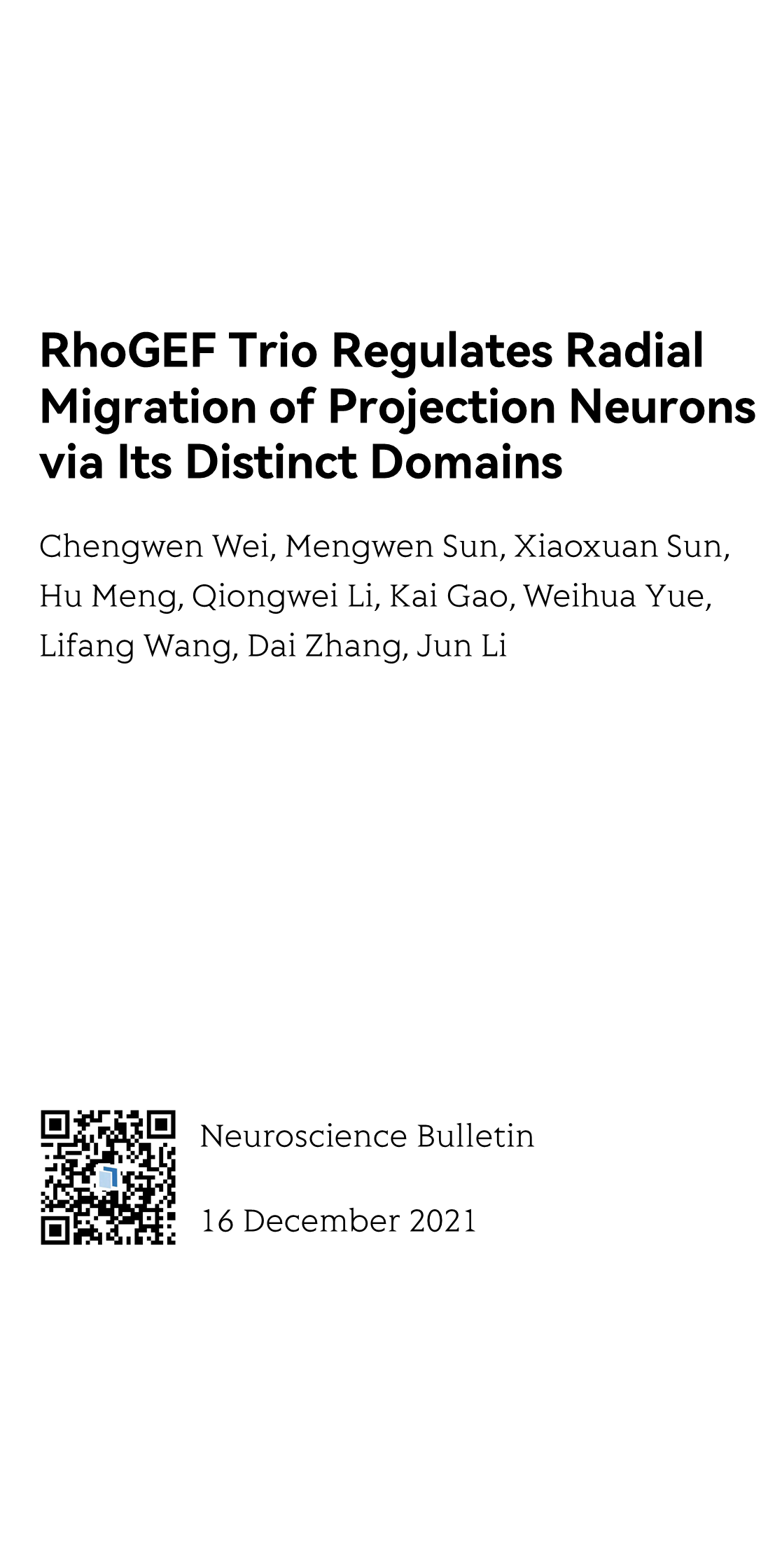 RhoGEF Trio Regulates Radial Migration of Projection Neurons via Its Distinct Domains_1