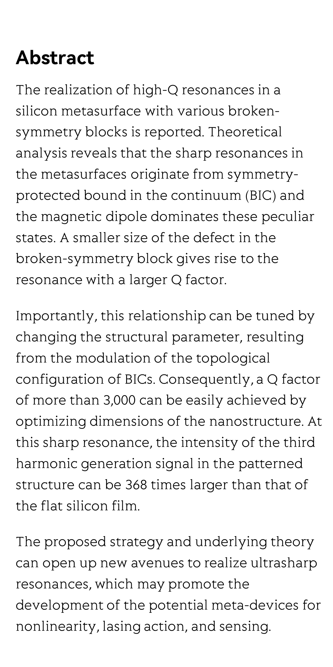 High-Q resonances governed by the quasi-bound states in the continuum in all-dielectric metasurfaces_2