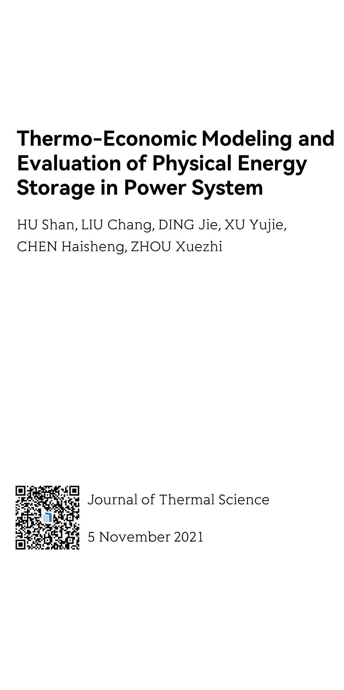 Thermo-Economic Modeling and Evaluation of Physical Energy Storage in Power System_1