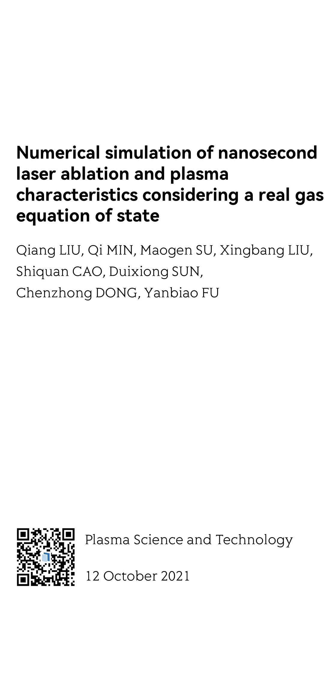 Numerical simulation of nanosecond laser ablation and plasma characteristics considering a real gas equation of state_1
