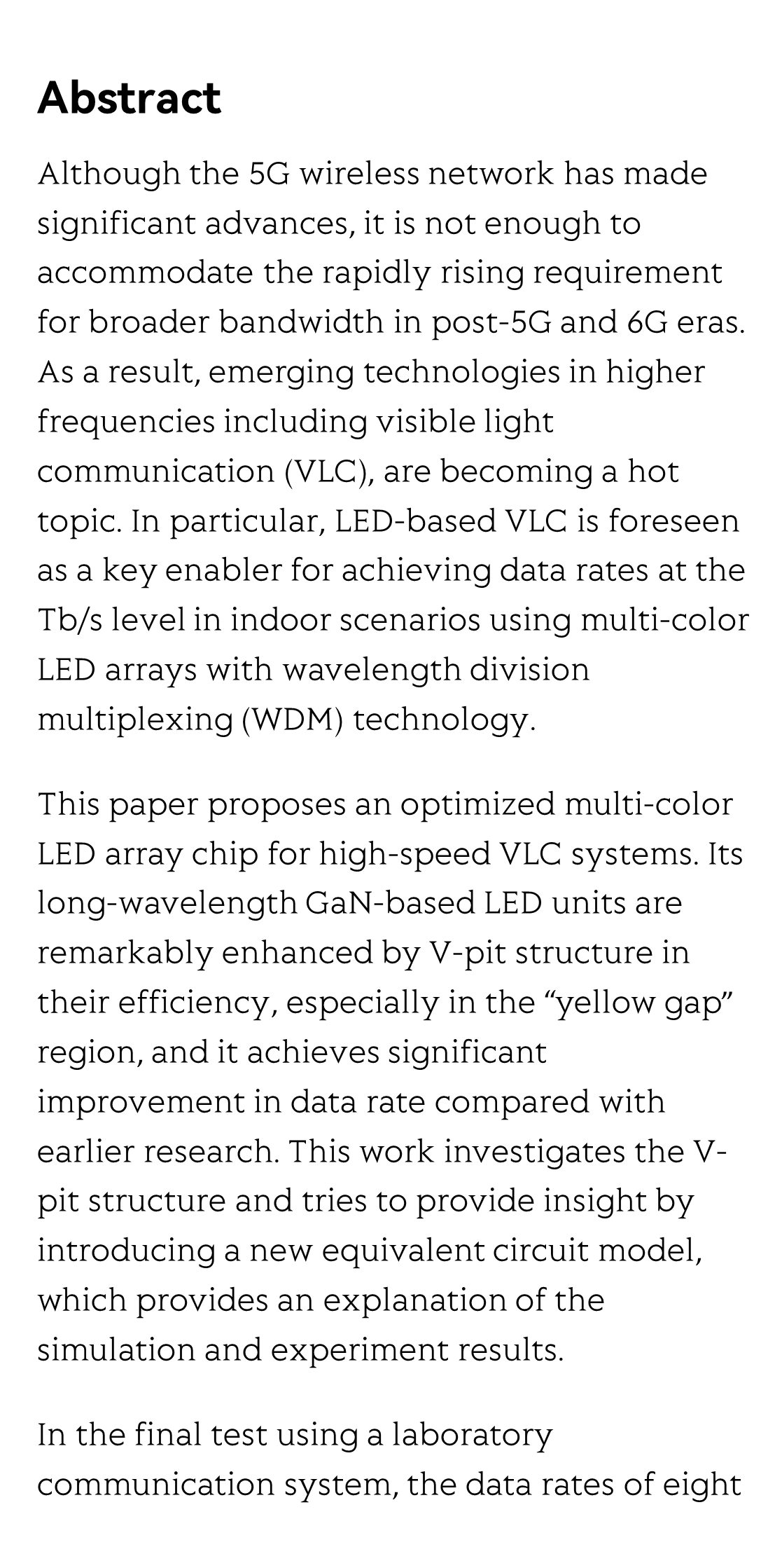 31.38 Gb/s GaN-based LED array visible light communication system enhanced with V-pit and sidewall quantum well structure_2