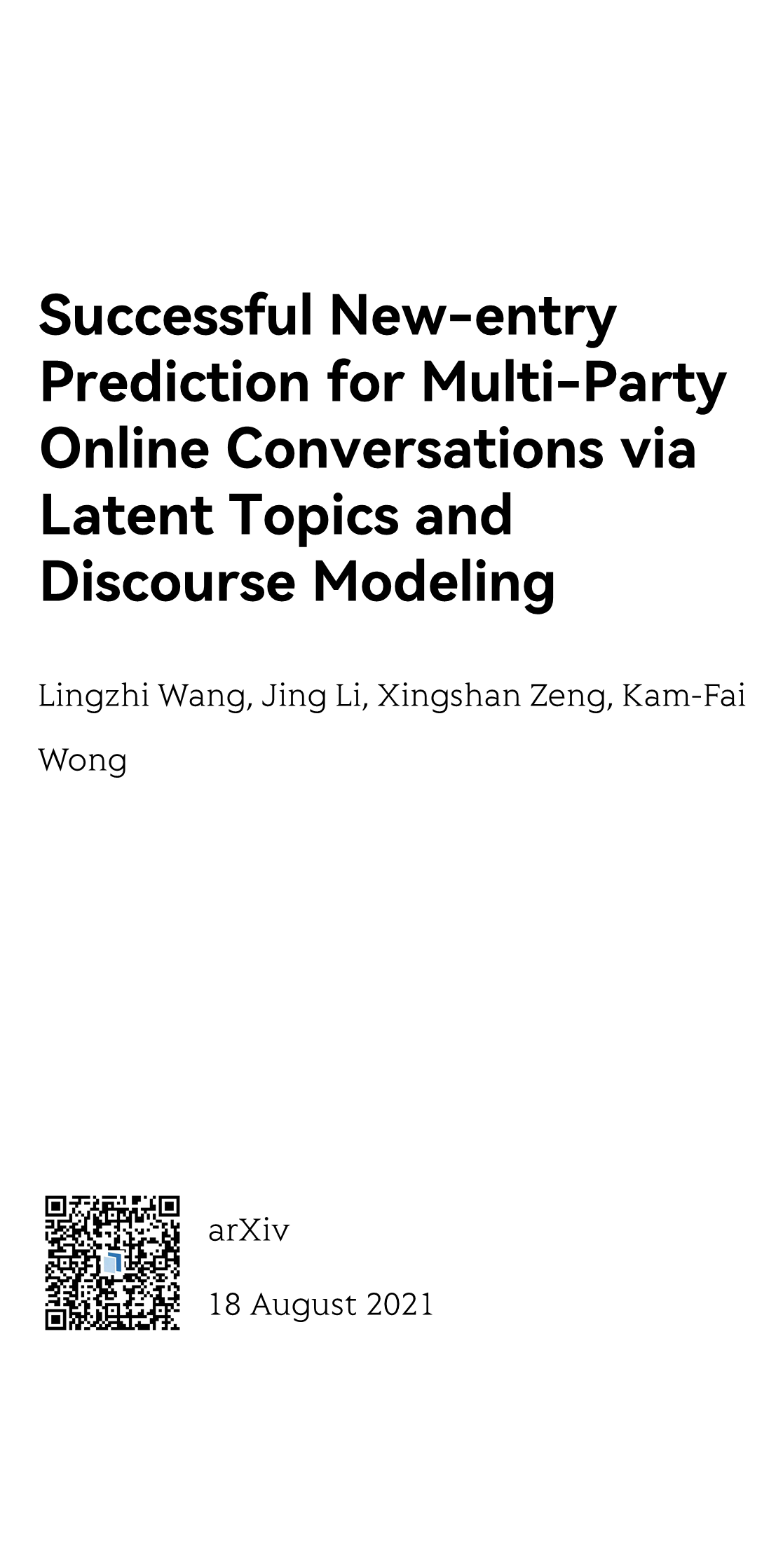 Successful New-entry Prediction for Multi-Party Online Conversations via Latent Topics and Discourse Modeling_1