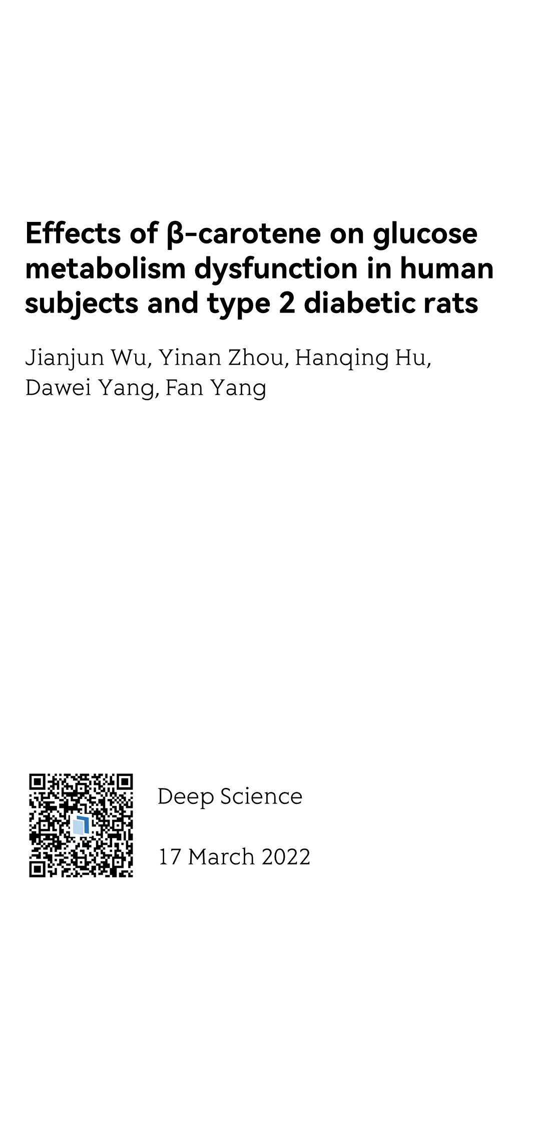 Effects of β-carotene on glucose metabolism dysfunction in human subjects and type 2 diabetic rats_1