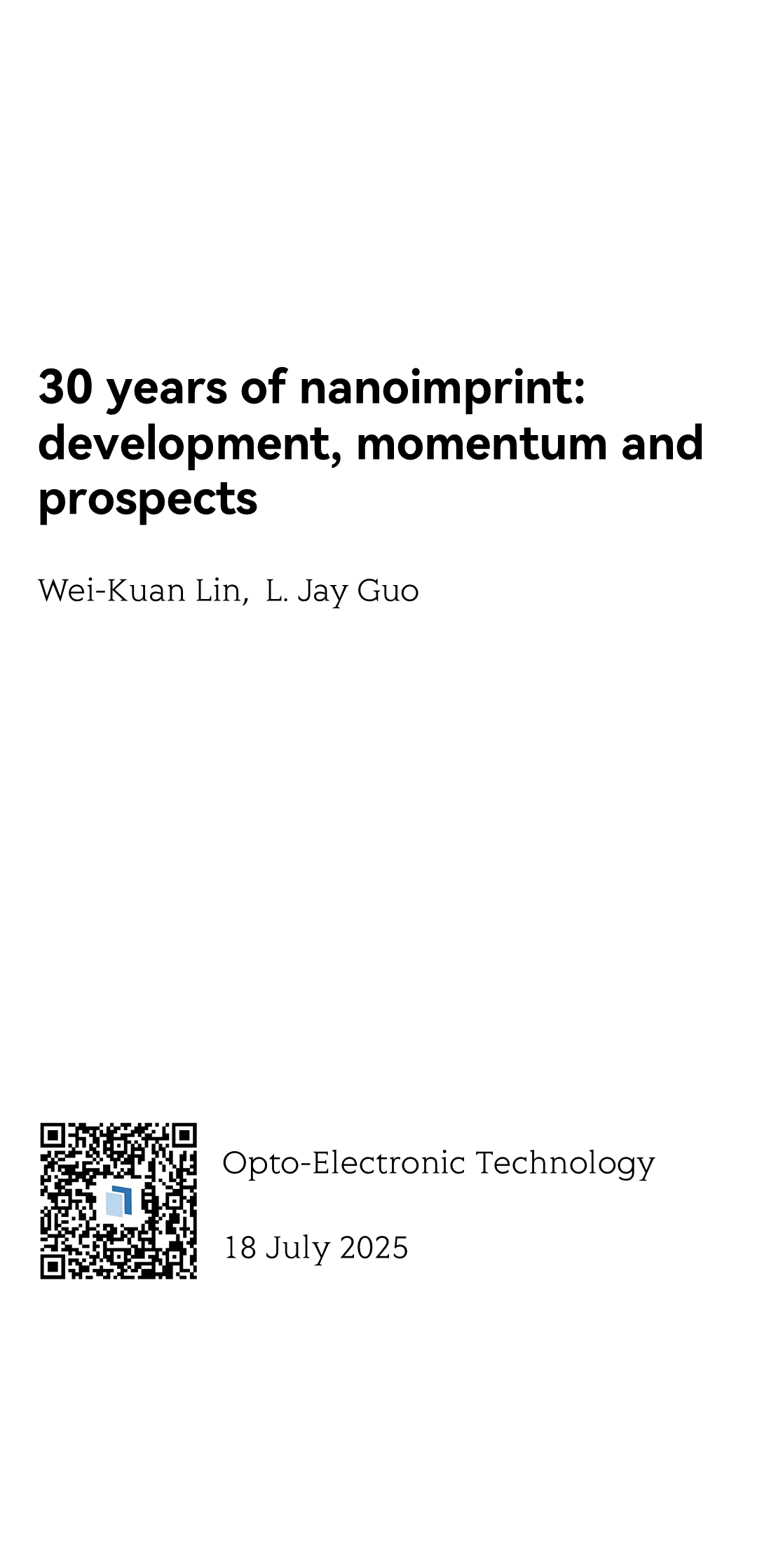 30 years of nanoimprint: development, momentum and prospects_1