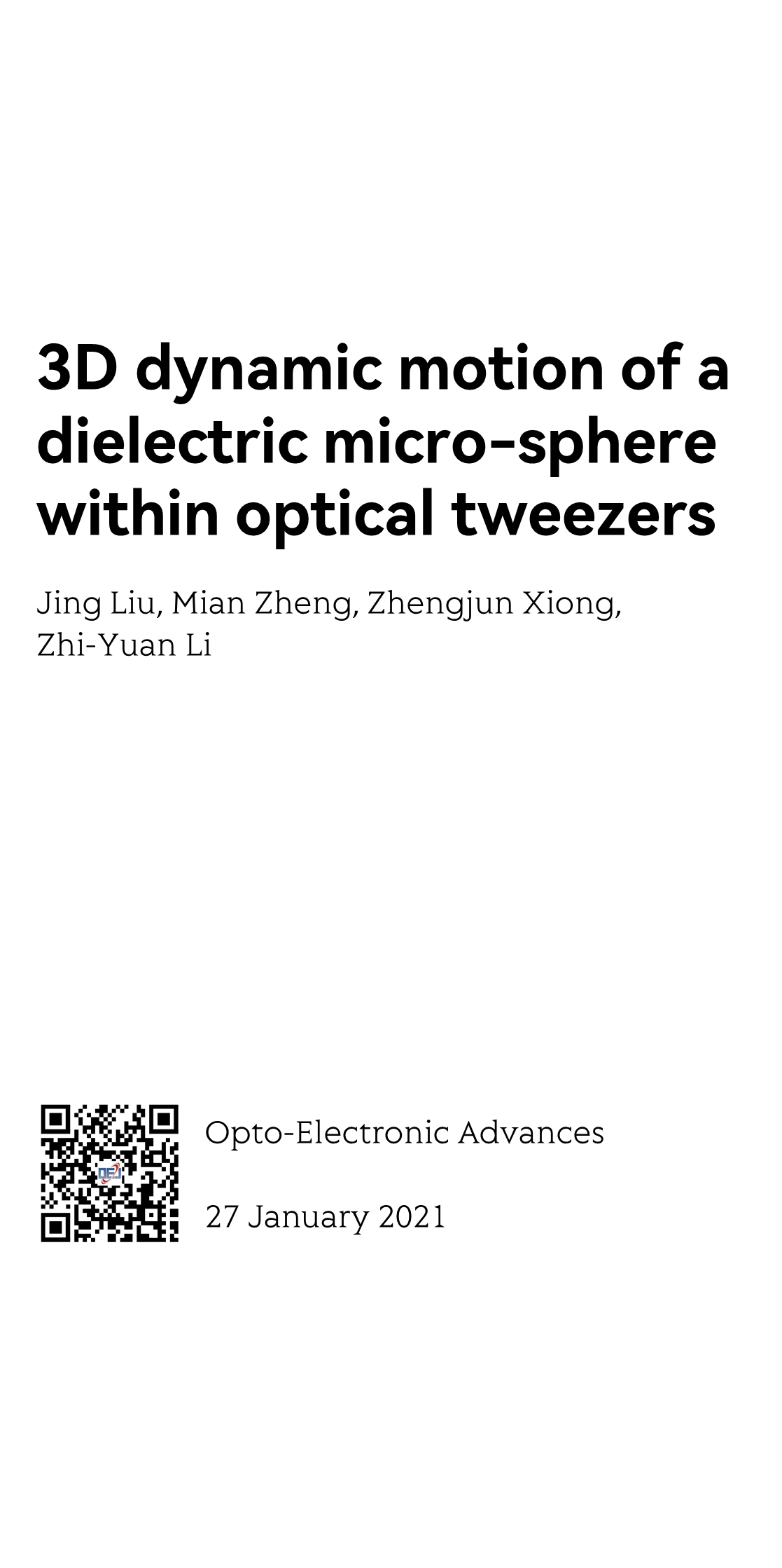 3D dynamic motion of a dielectric micro-sphere within optical tweezers_1