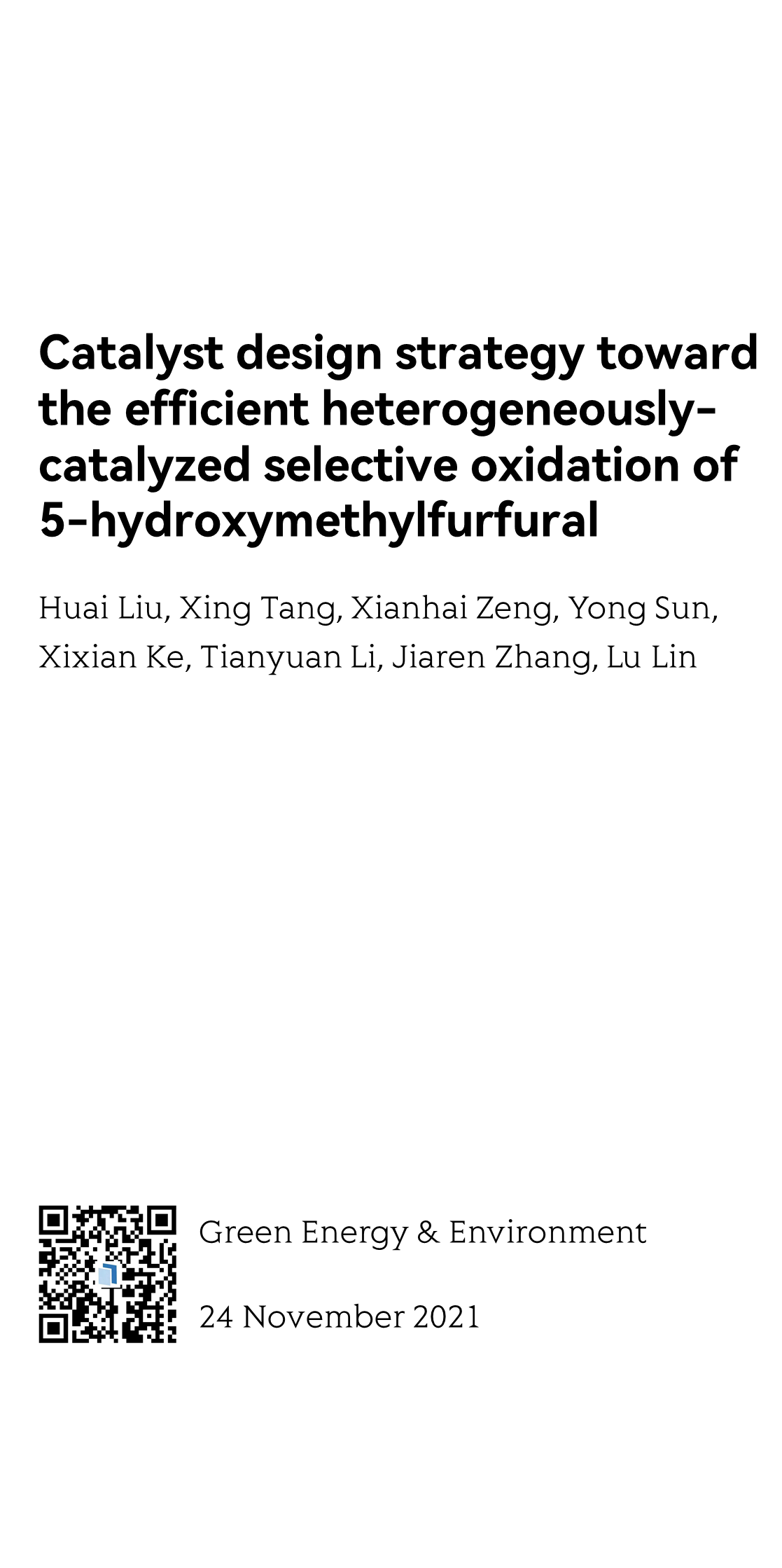 Catalyst design strategy toward the efficient heterogeneously-catalyzed selective oxidation of 5-hydroxymethylfurfural_1
