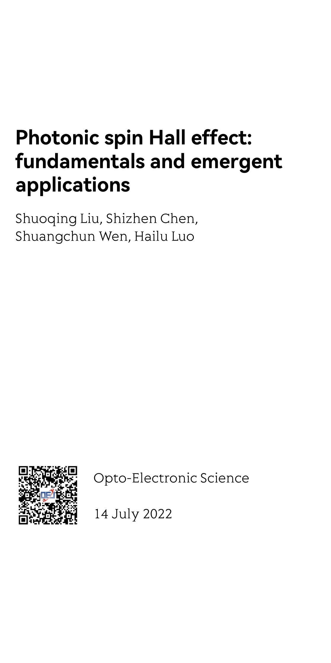 Photonic spin Hall effect: fundamentals and emergent applications_1