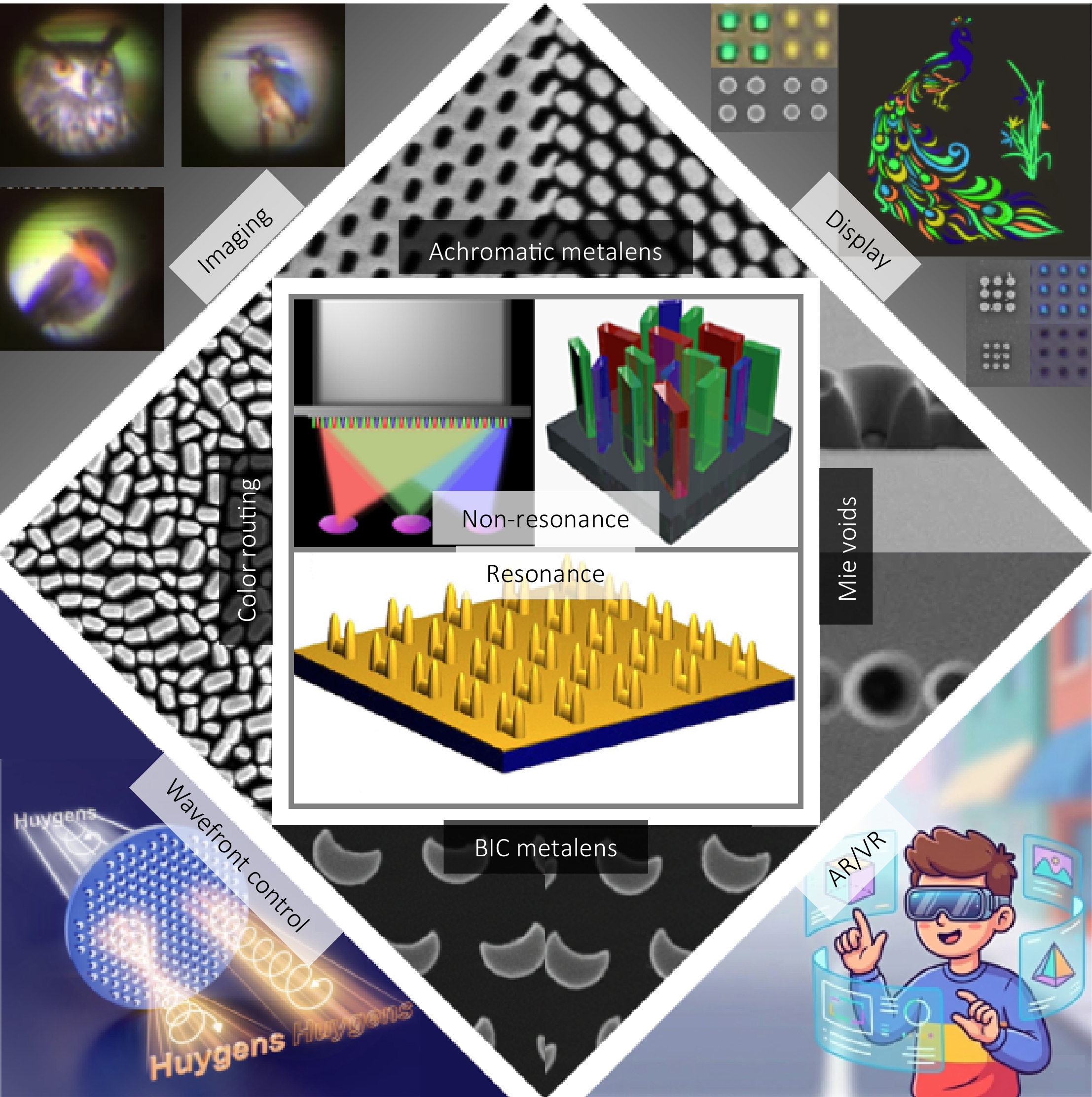 From non-resonant to resonant meta-devices: imaging, color routing, displaying, and beyond_4