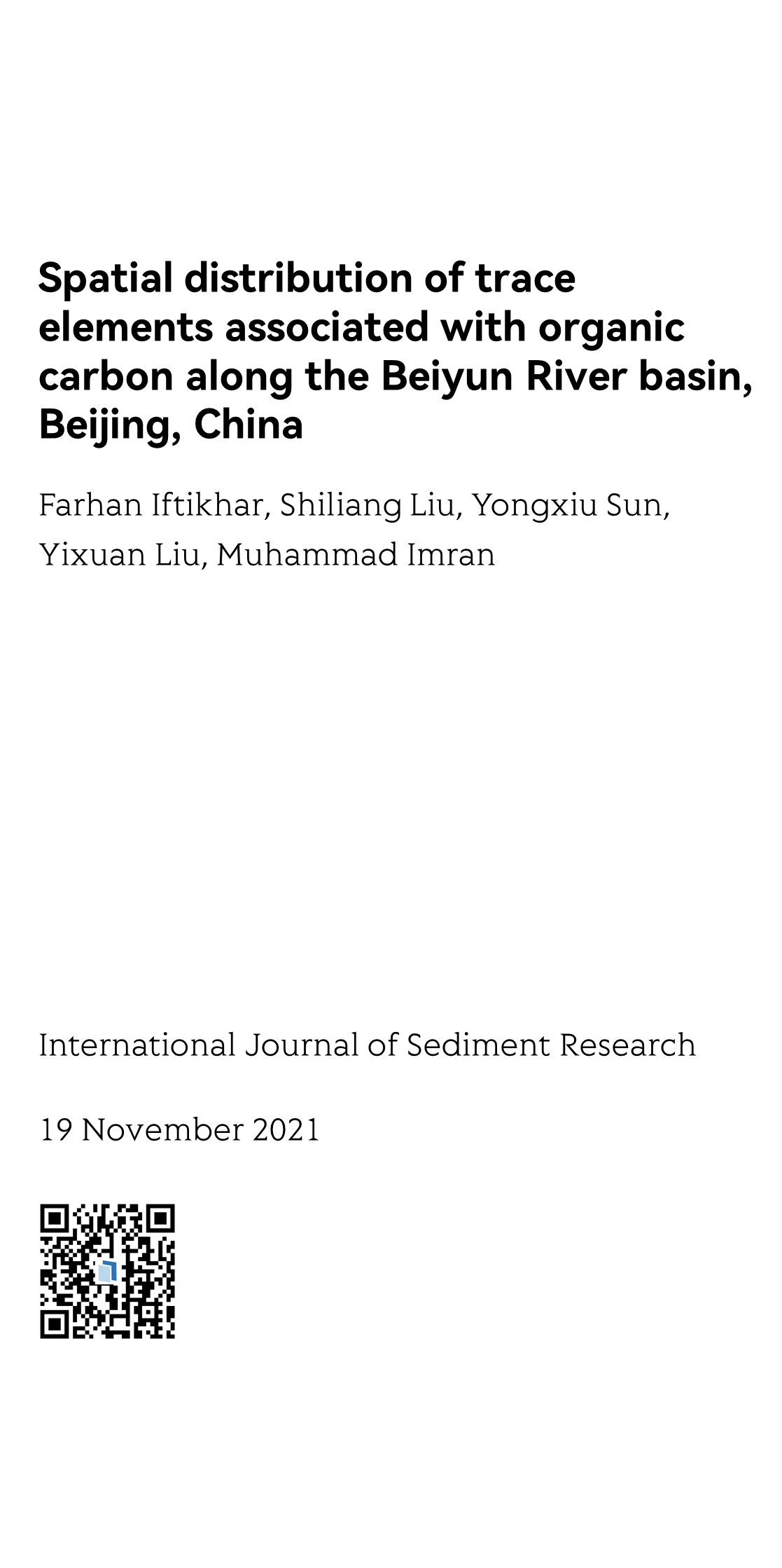 Spatial distribution of trace elements associated with organic carbon along the Beiyun River basin, Beijing, China_1