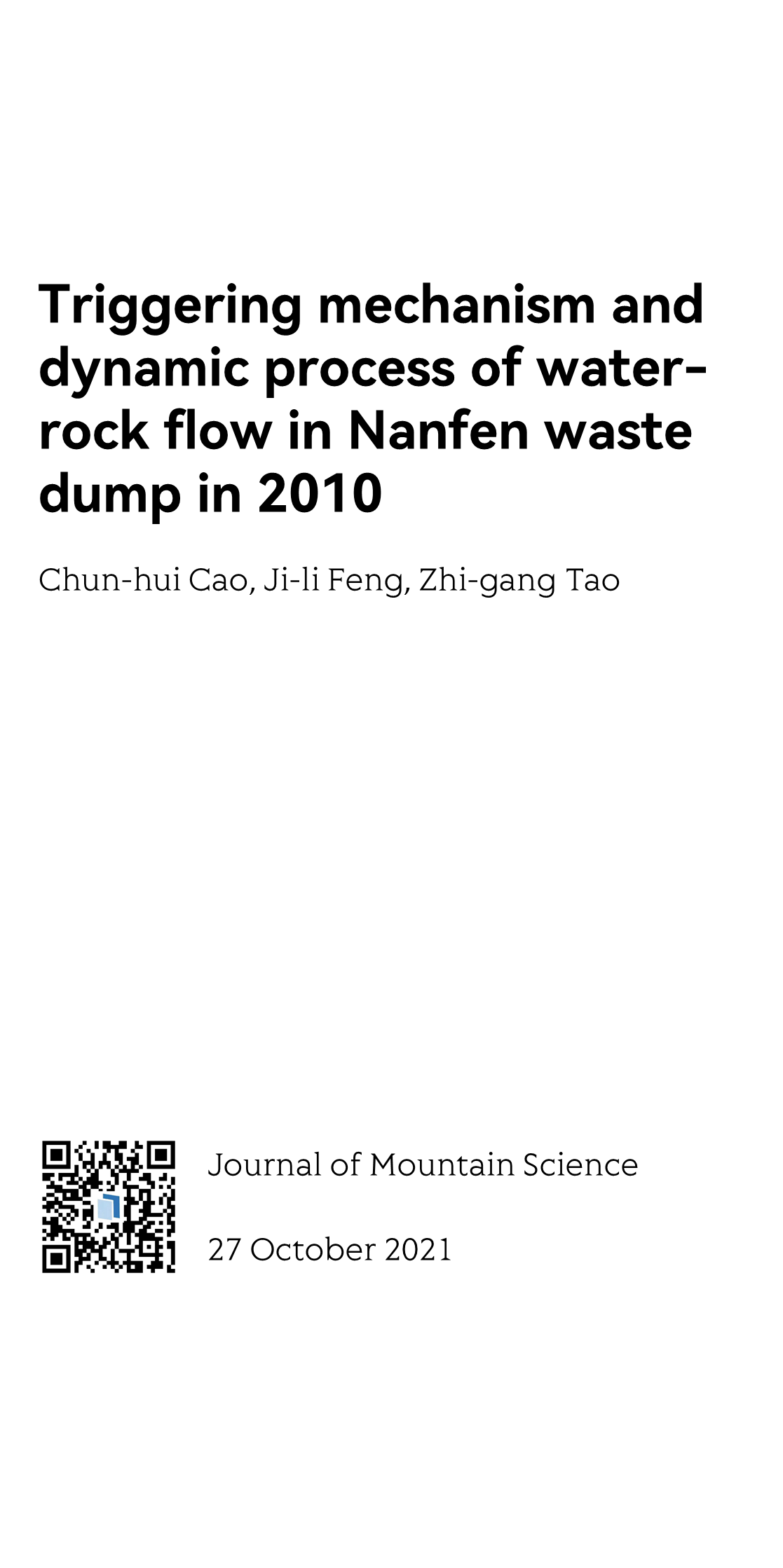 Triggering mechanism and dynamic process of water-rock flow in Nanfen waste dump in 2010_1