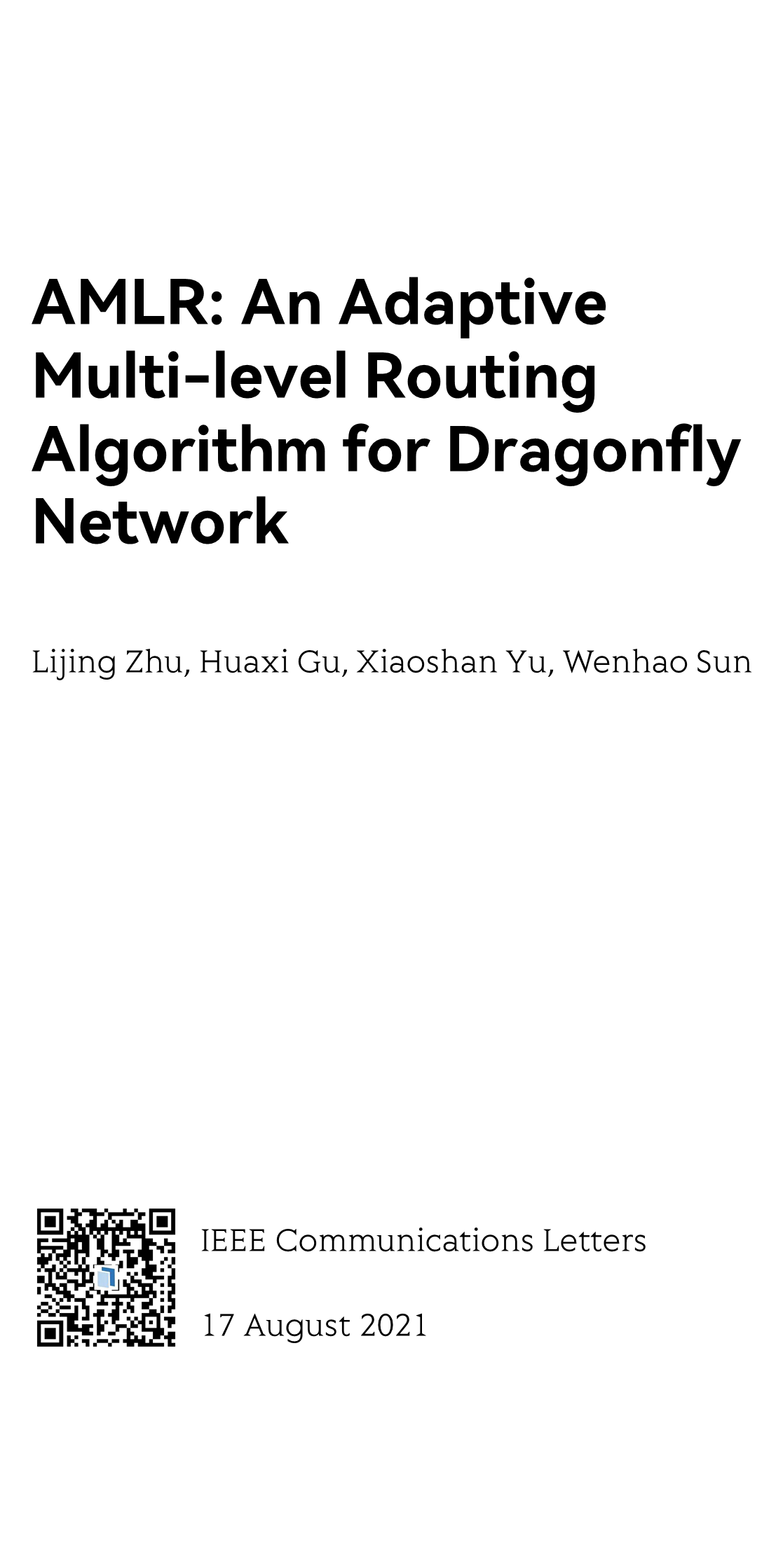 AMLR: An Adaptive Multi-level Routing Algorithm for Dragonfly Network_1