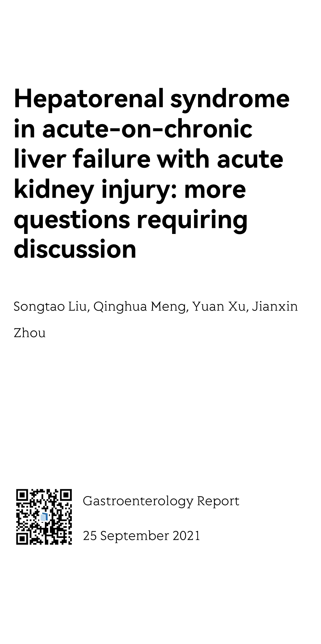 Hepatorenal syndrome in acute-on-chronic liver failure with acute kidney injury: more questions requiring discussion_1