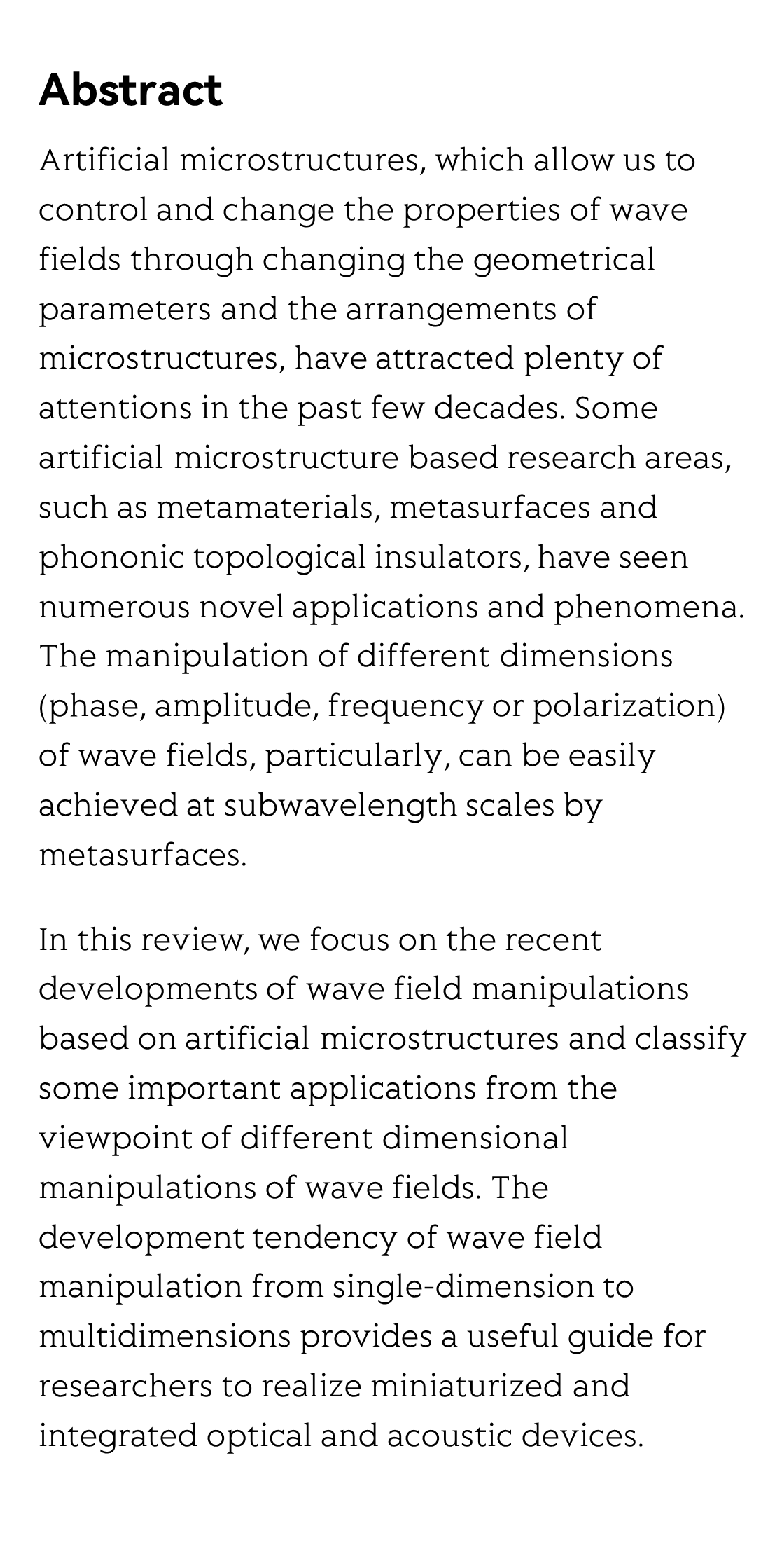 Multidimensional manipulation of wave fields based on artificial microstructures_2