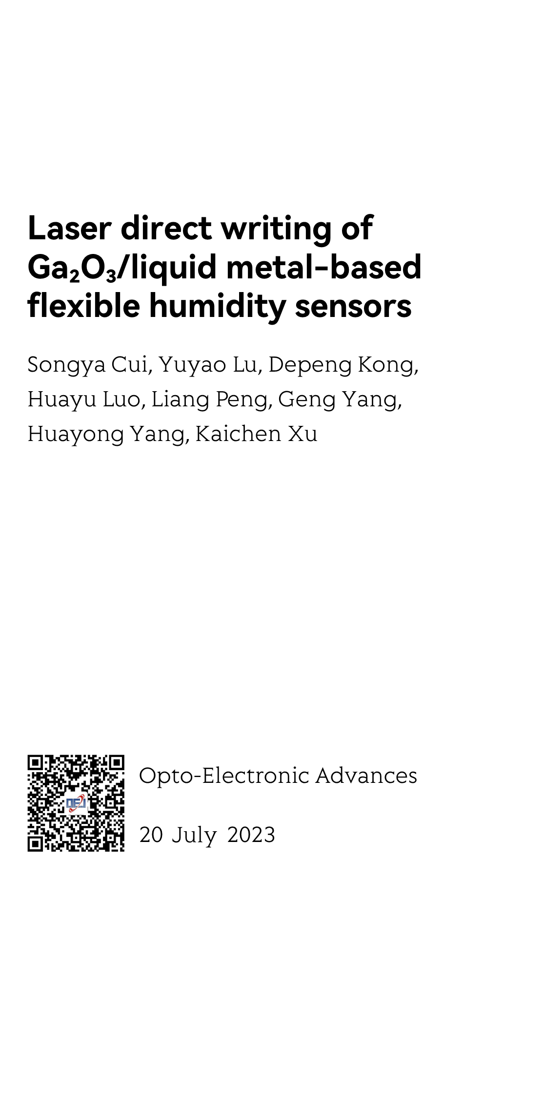 Laser direct writing of Ga₂O₃/liquid metal-based flexible humidity sensors_1