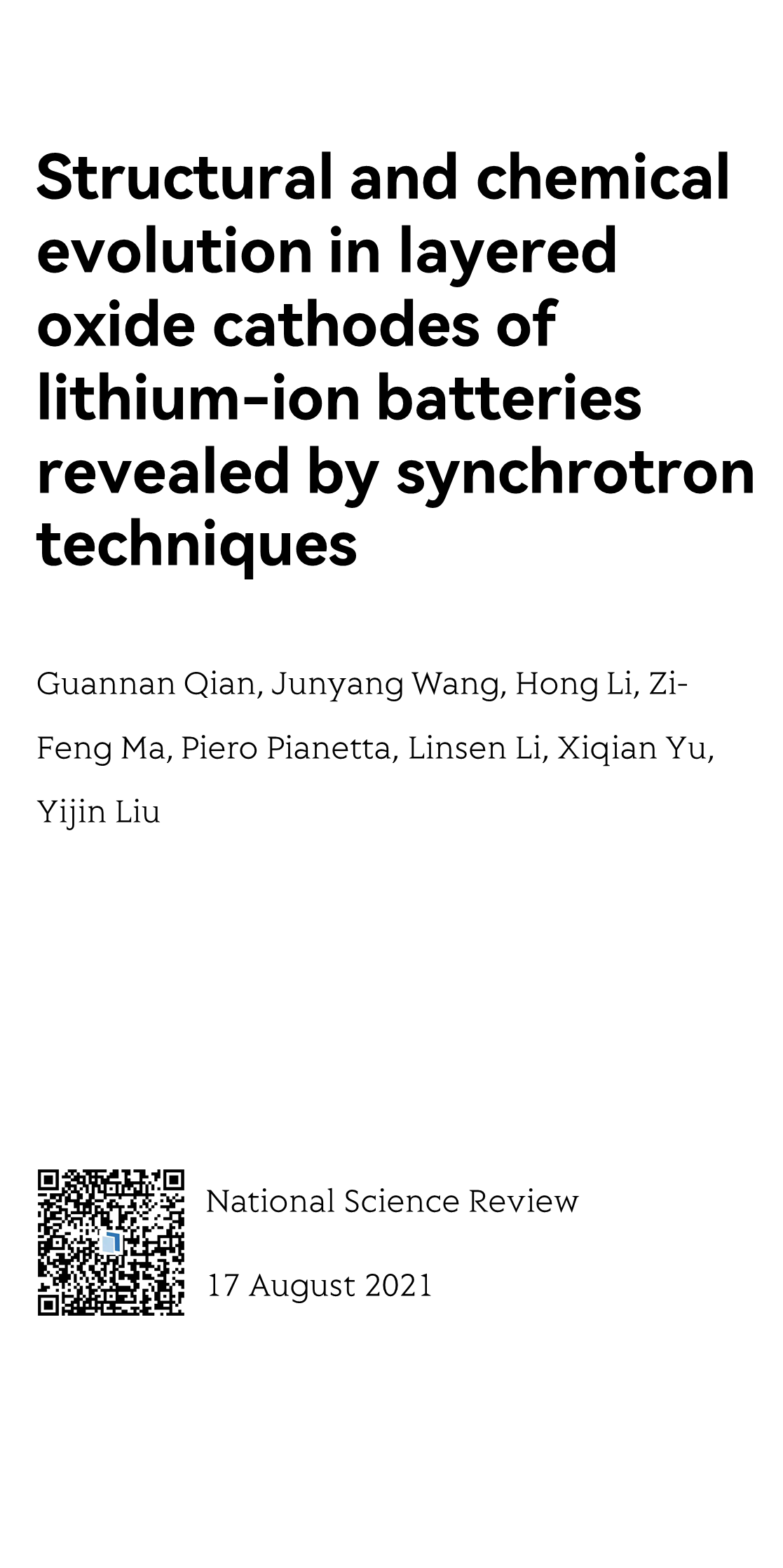 Structural and chemical evolution in layered oxide cathodes of lithium-ion batteries revealed by synchrotron techniques_1