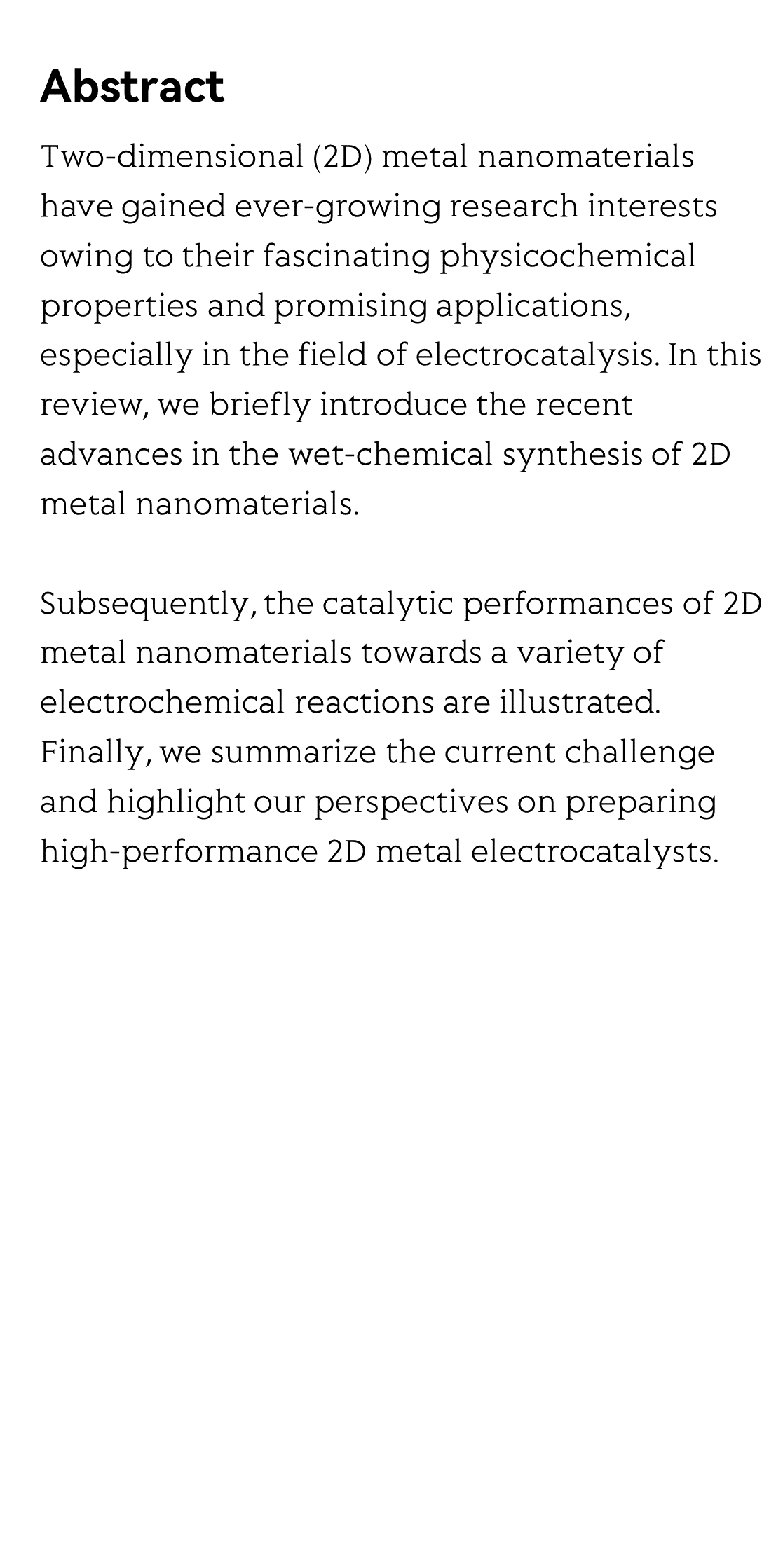 Wet-chemical synthesis of two-dimensional metal nanomaterials for electrocatalysis_2