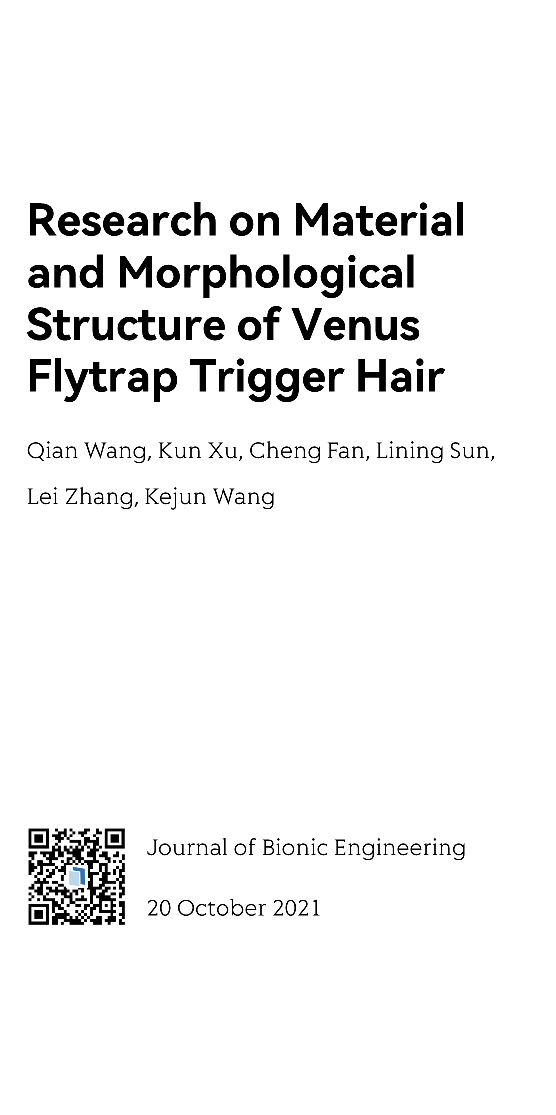 Research on Material and Morphological Structure of Venus Flytrap Trigger Hair_1
