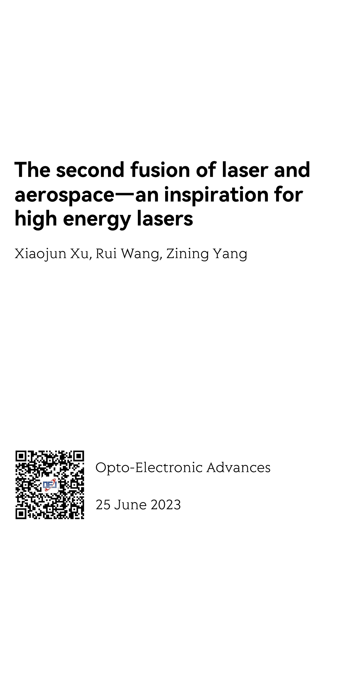 The second fusion of laser and aerospace—an inspiration for high energy lasers_1