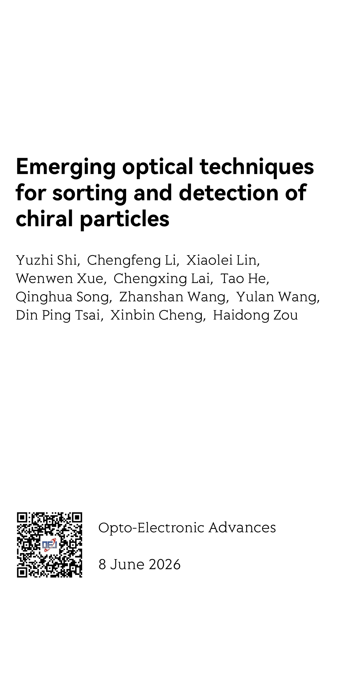 Emerging optical techniques for sorting and detection of chiral particles_1