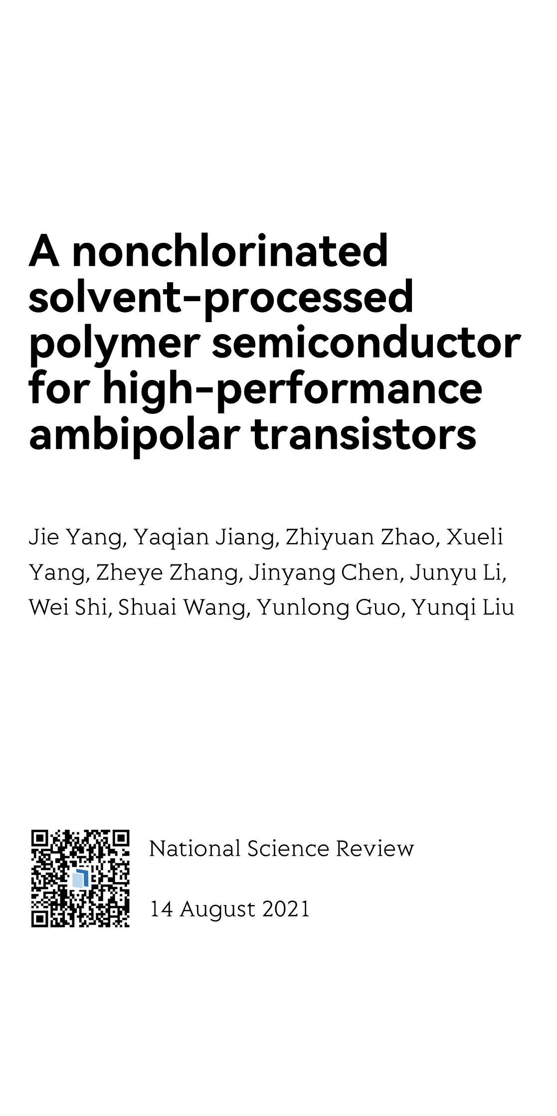 A nonchlorinated solvent-processed polymer semiconductor for high-performance ambipolar transistors_1