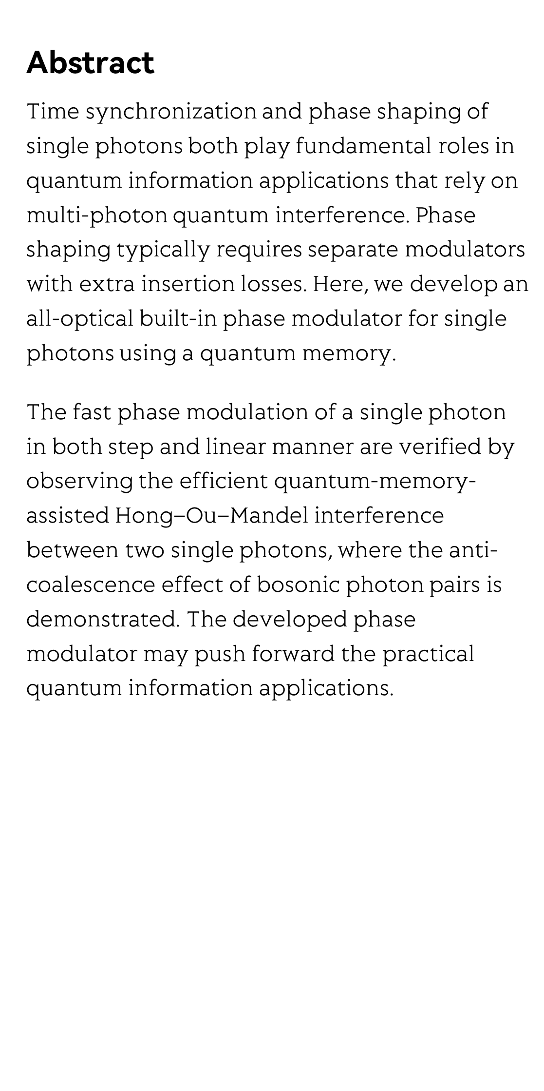 Synchronization and Phase Shaping of Single Photons with High-Efficiency Quantum Memory_2