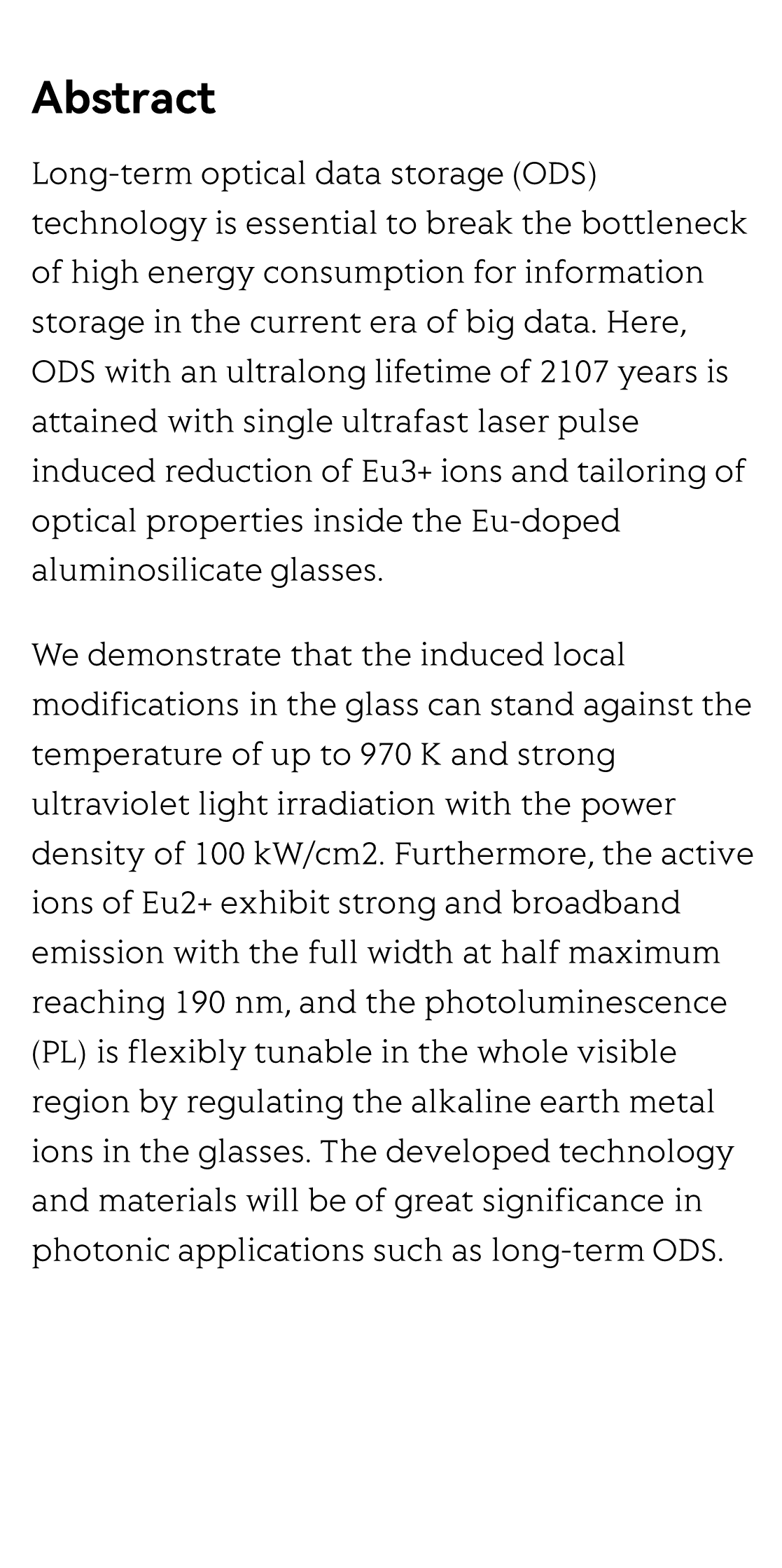 Ostensibly perpetual optical data storage in glass with ultra-high stability and tailored photoluminescence_2