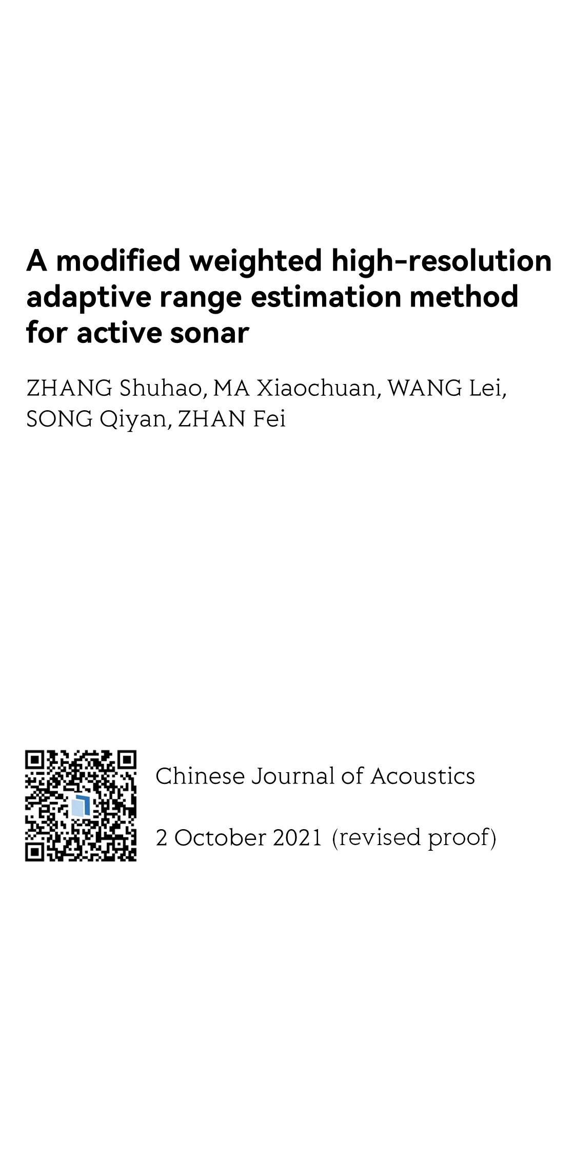 A modified weighted high-resolution adaptive range estimation method for active sonar_1