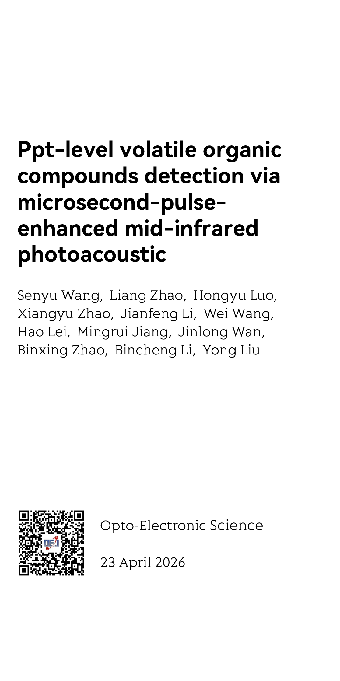 Ppt-level volatile organic compounds detection via microsecond-pulse-enhanced mid-infrared photoacoustic_1
