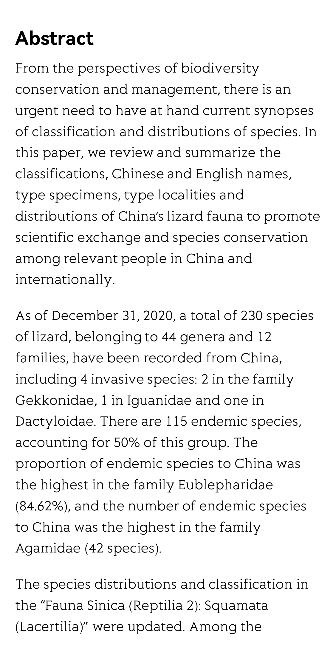 An Annotated List of Lizards (Sauria: Squamata) Recorded from the People’s Republic of China_2