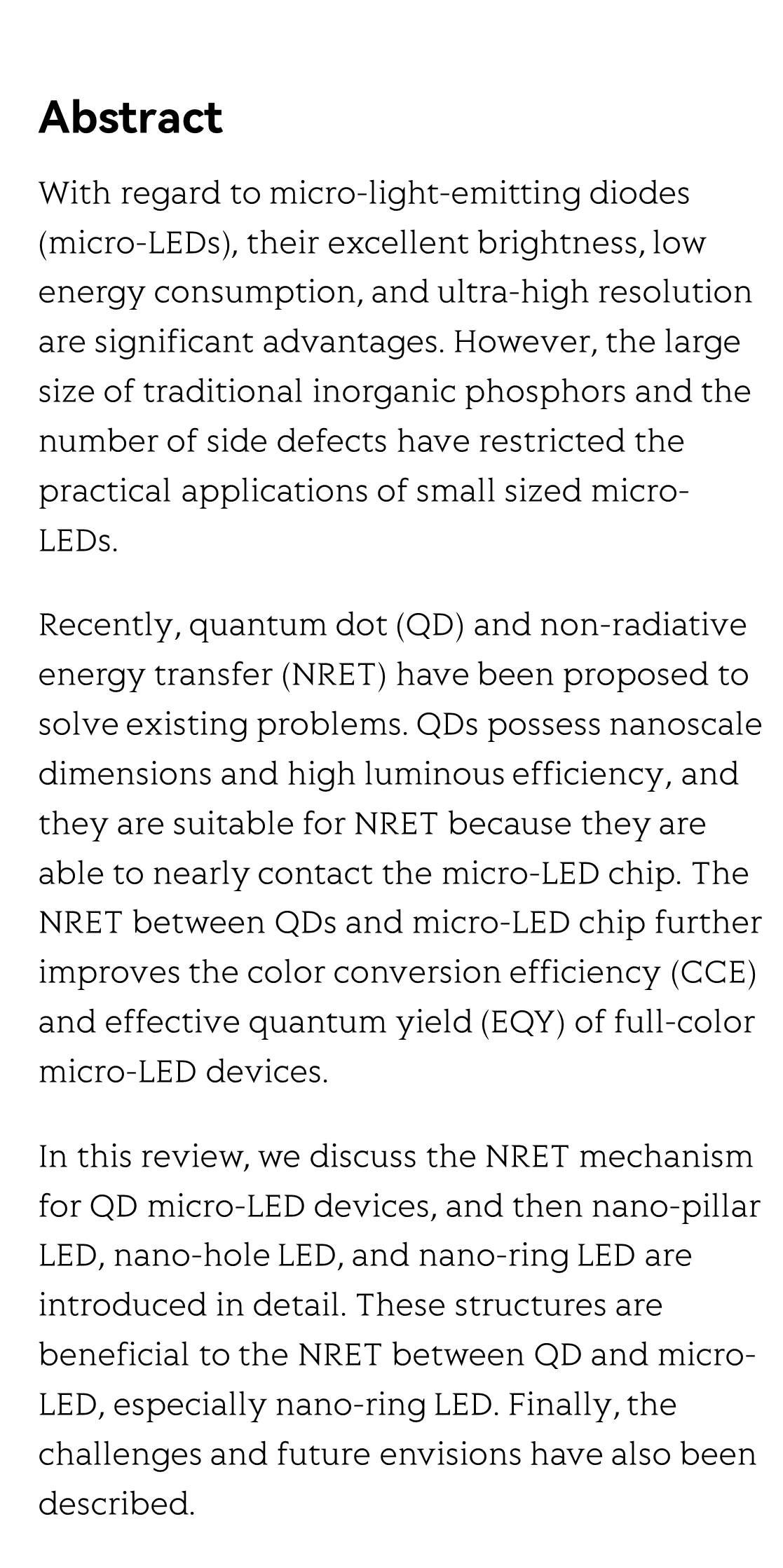 Recent developments of quantum dot based micro-LED based on non-radiative energy transfer mechanism_2
