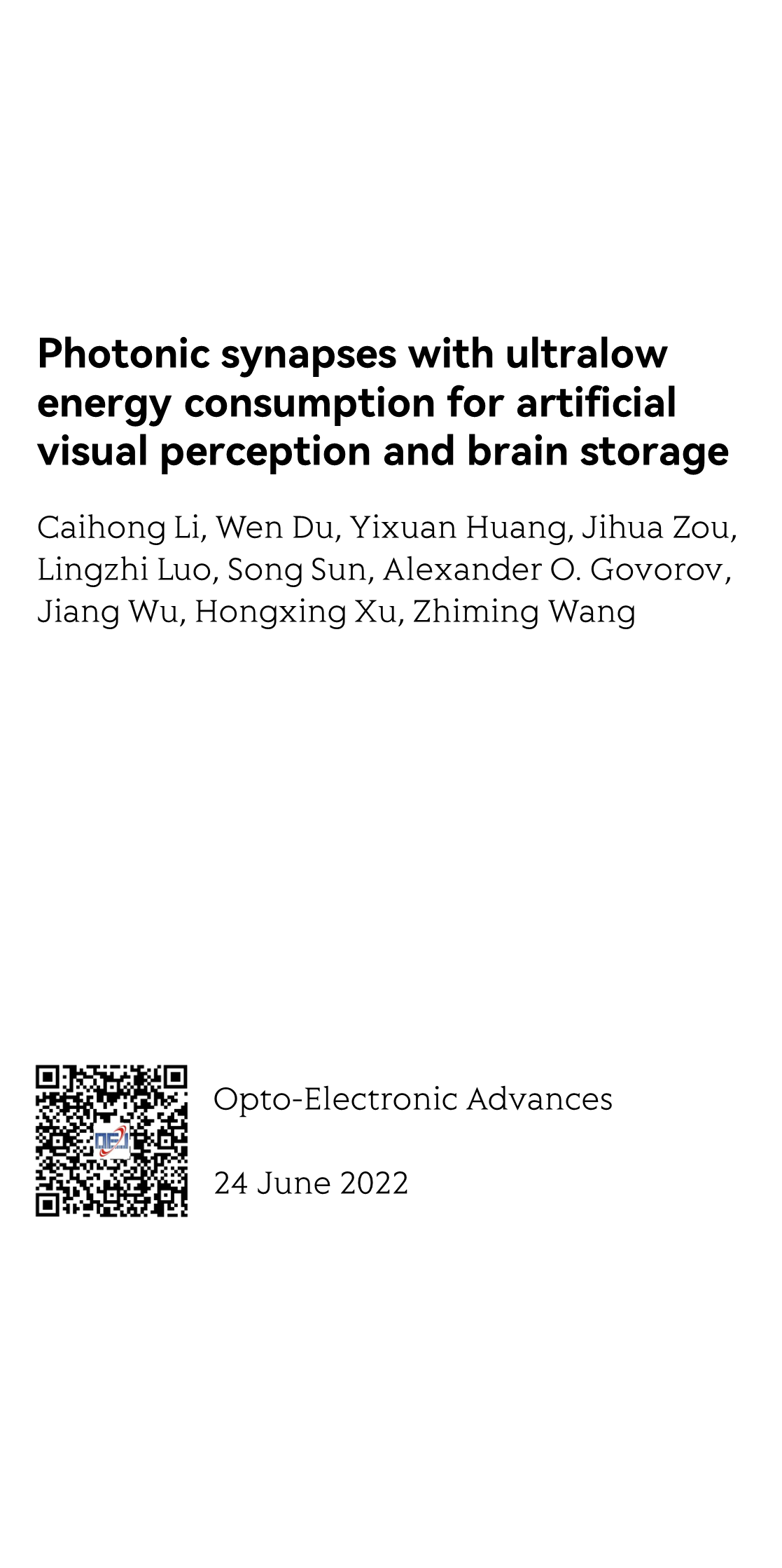 Photonic synapses with ultralow energy consumption for artificial visual perception and brain storage_1
