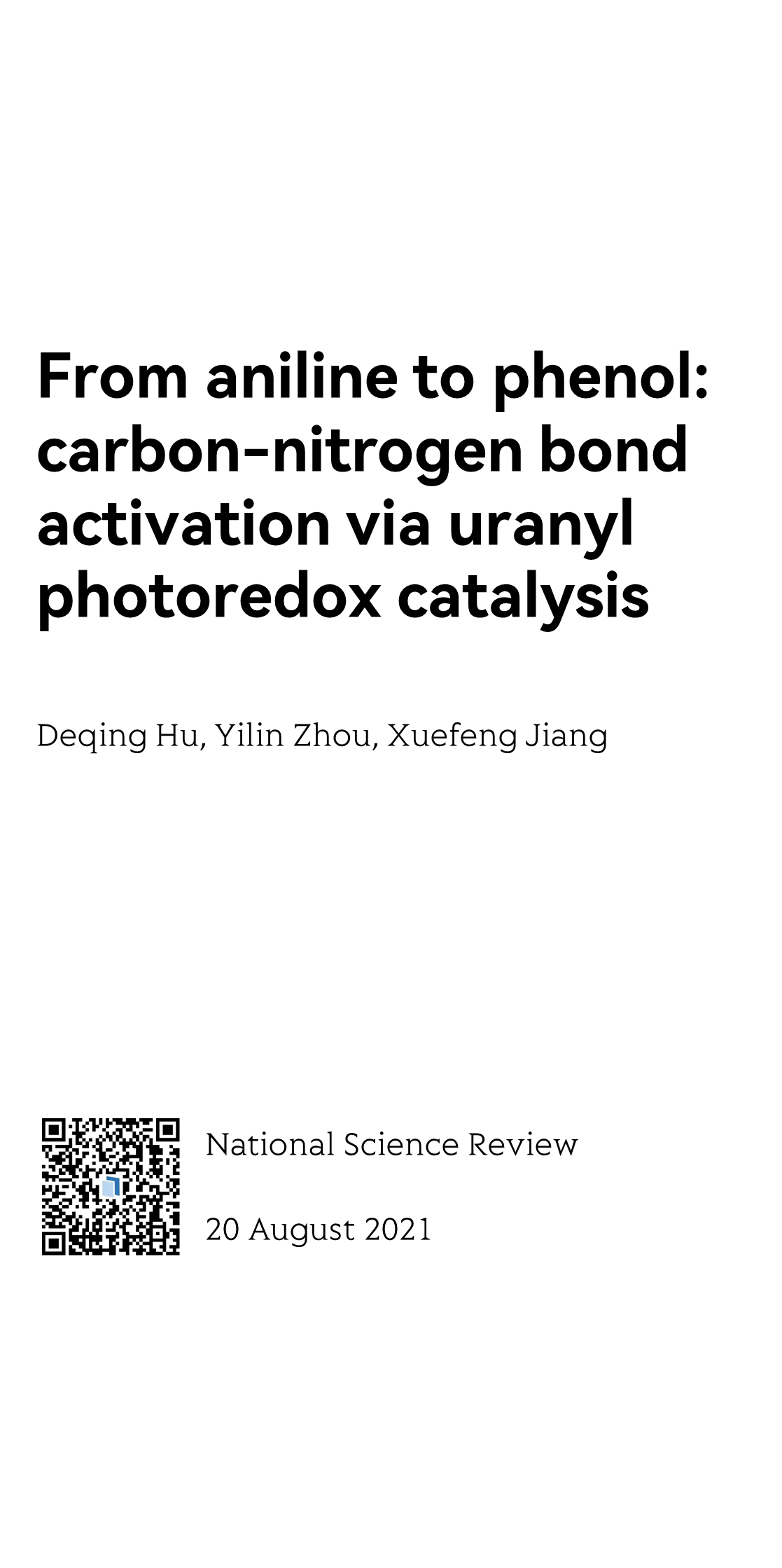 From aniline to phenol: carbon-nitrogen bond activation via uranyl photoredox catalysis_1