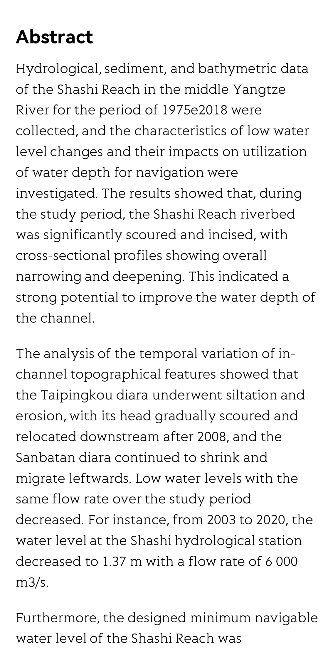 Relationship between adjustment of low water level and utilization of water depth in Shashi Reach in middle Yangtze River_2