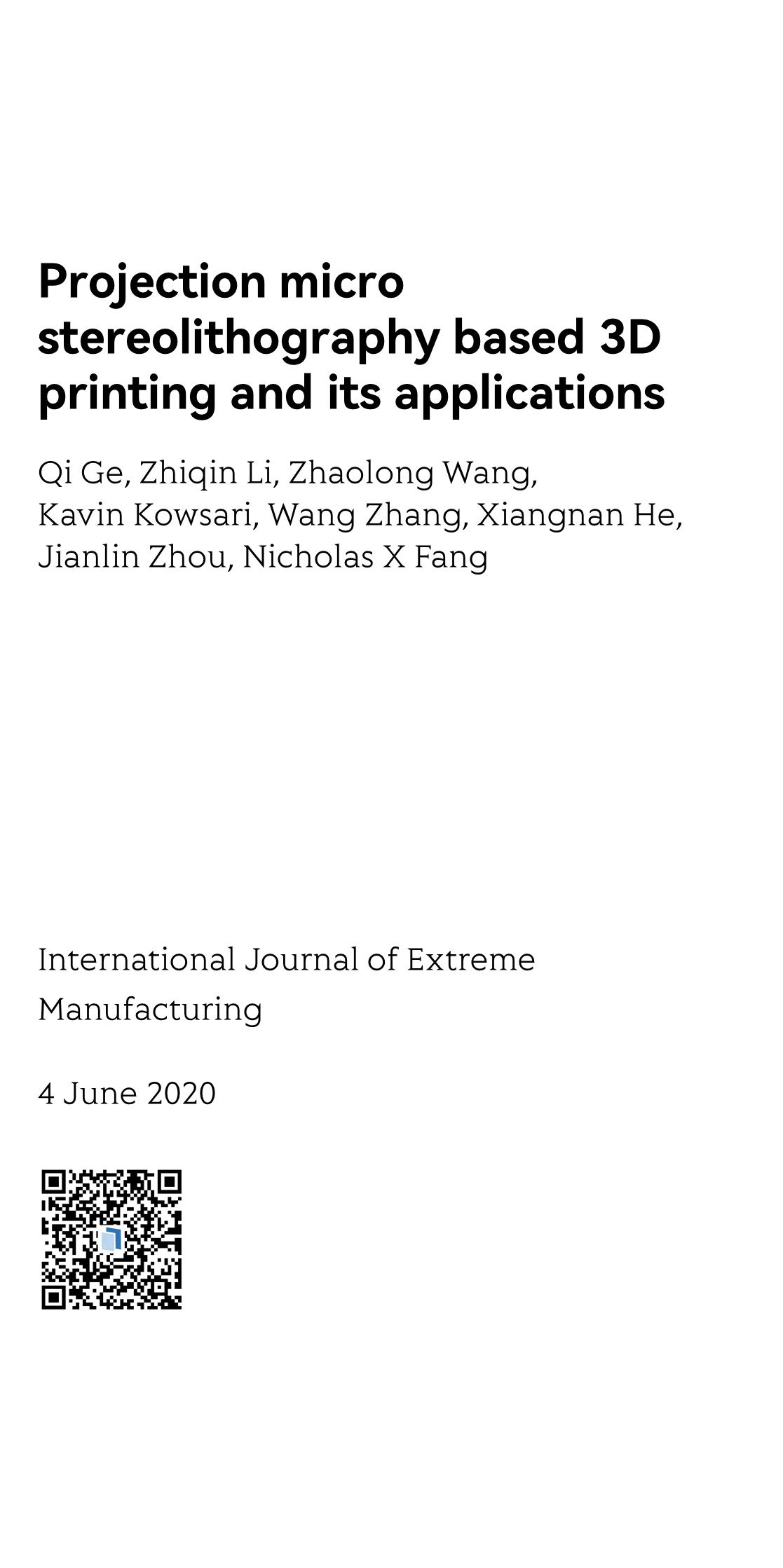 Projection micro stereolithography based 3D printing and its applications_1