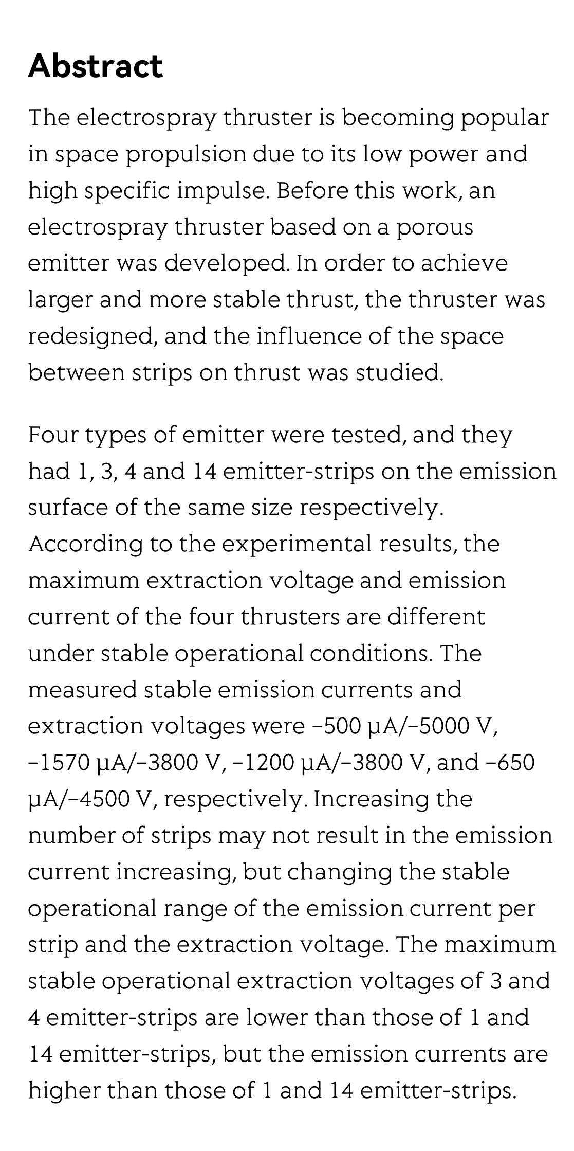 Experimental study of a porous electrospray thruster with different number of emitter-strips_2