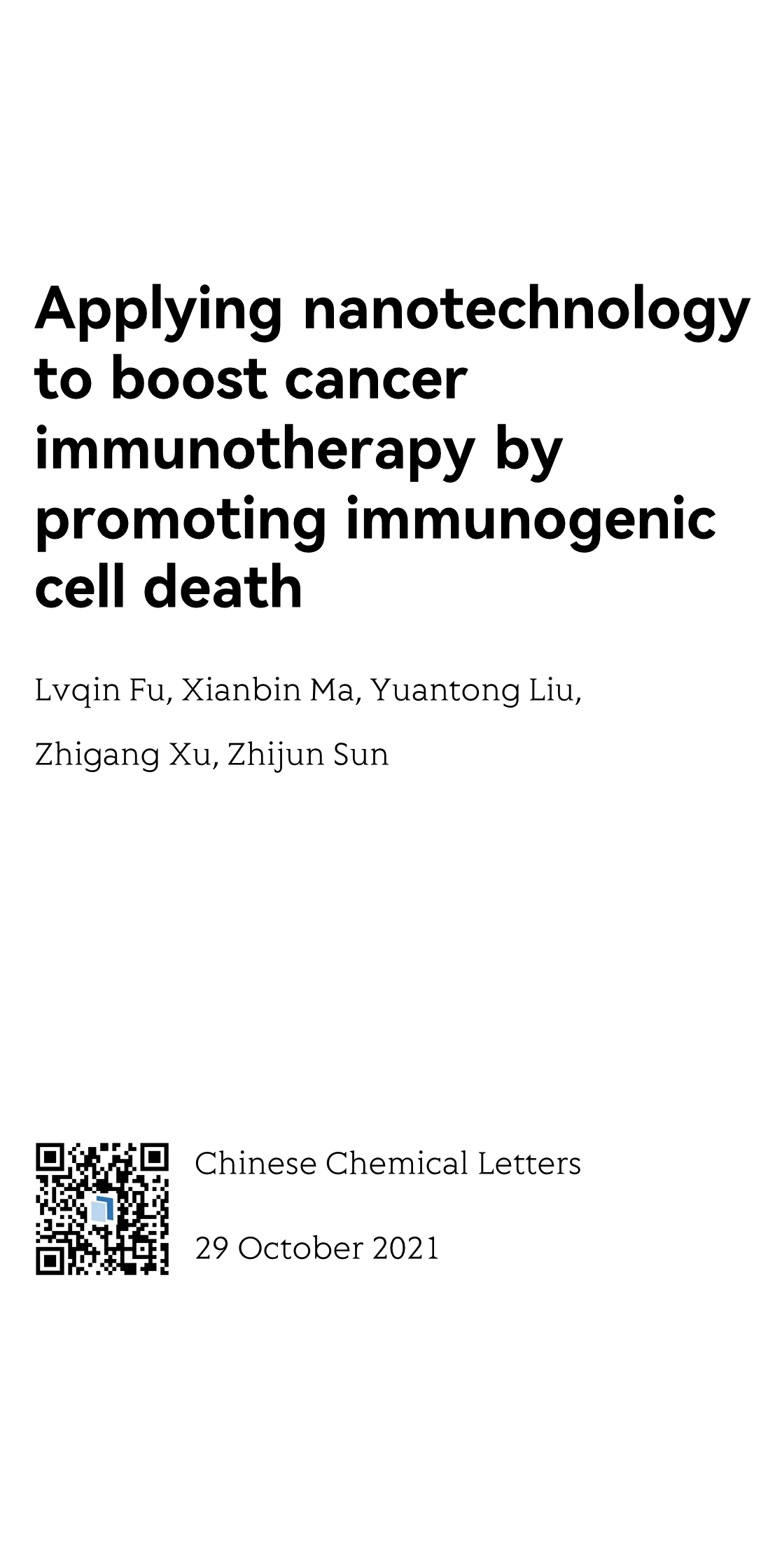 Applying nanotechnology to boost cancer immunotherapy by promoting immunogenic cell death_1