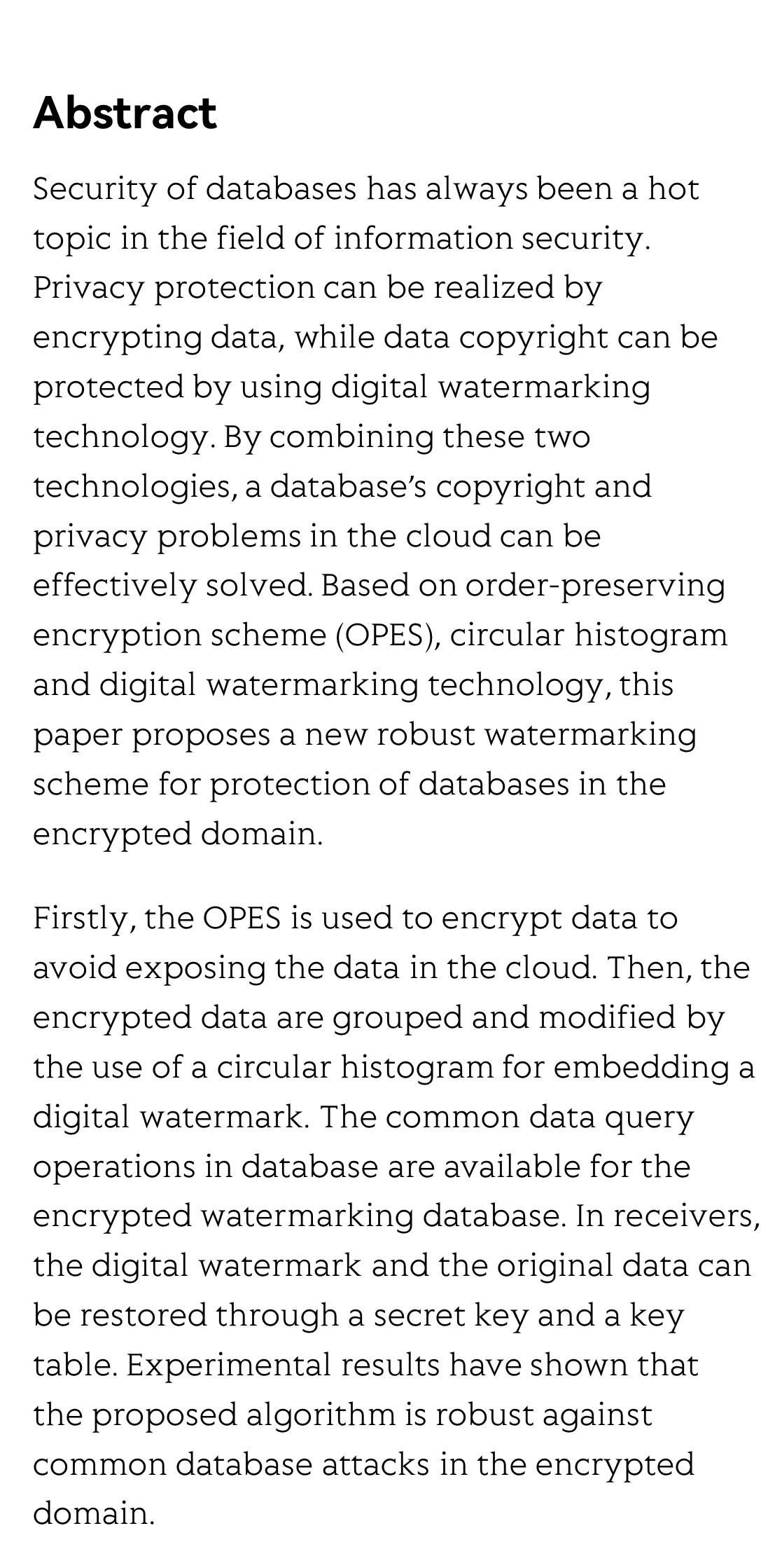 Robust watermarking of databases in order-preserving encrypted domain_2