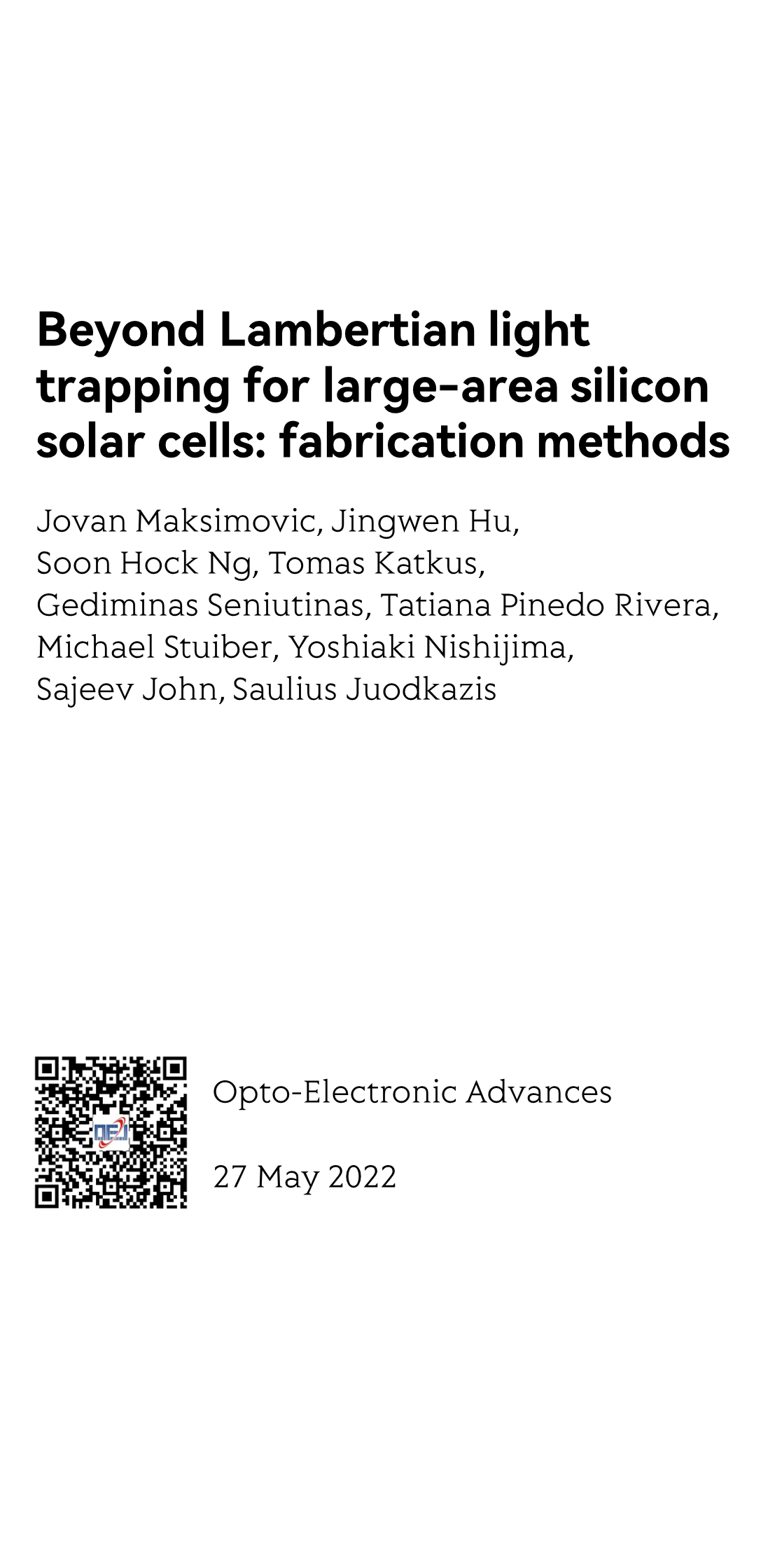Beyond Lambertian light trapping for large-area silicon solar cells: fabrication methods_1
