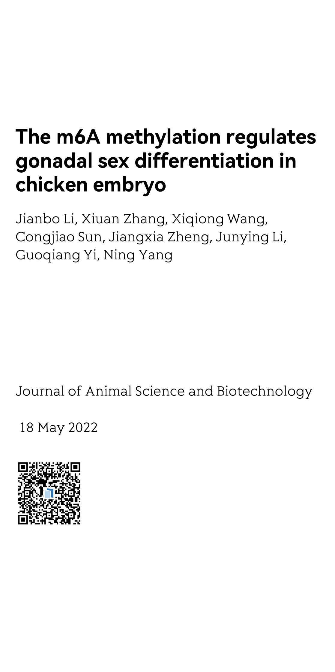The m6A methylation regulates gonadal sex differentiation in chicken embryo_1