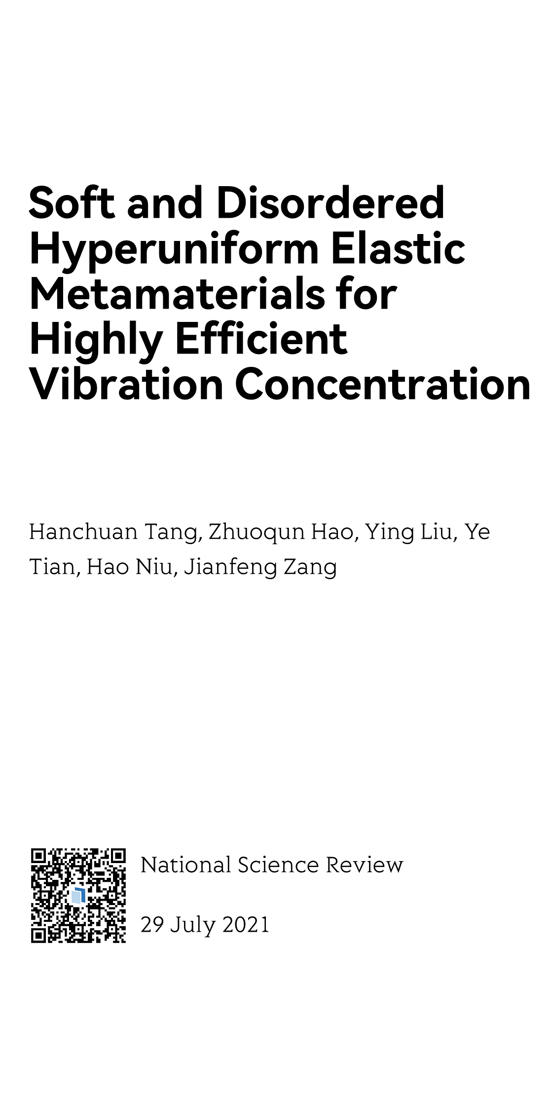 Soft and Disordered Hyperuniform Elastic Metamaterials for Highly Efficient Vibration Concentration_1