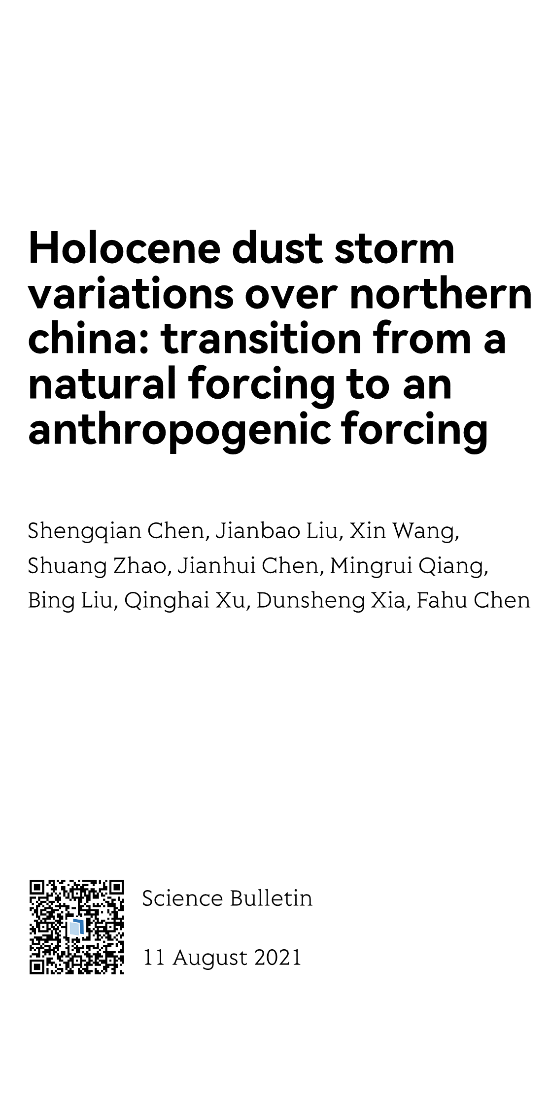 Holocene dust storm variations over northern china: transition from a natural forcing to an anthropogenic forcing_1