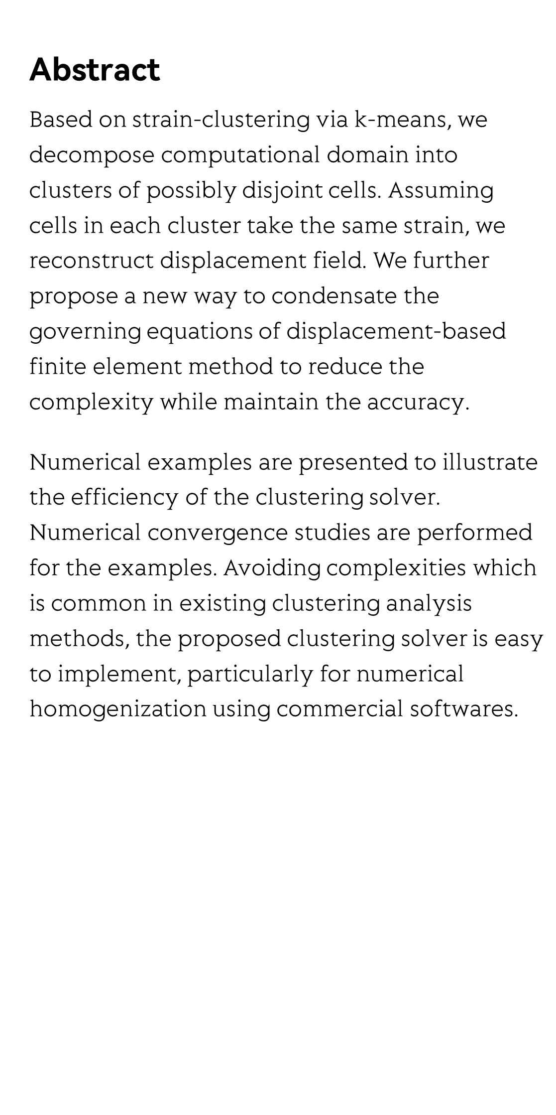 Clustering Solver for Displacement-based Numerical Homogenization_2