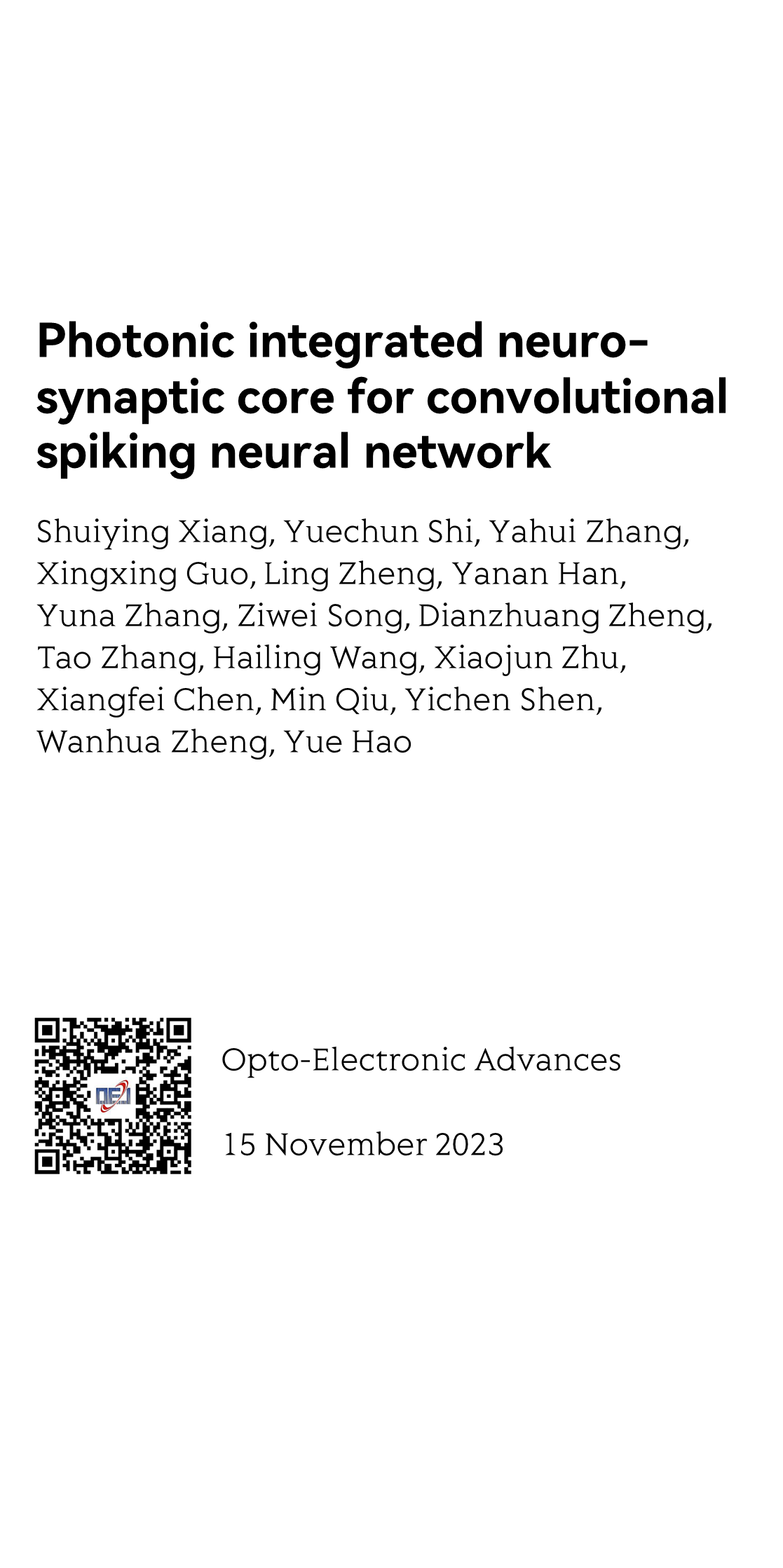 Photonic integrated neuro-synaptic core for convolutional spiking neural network_1
